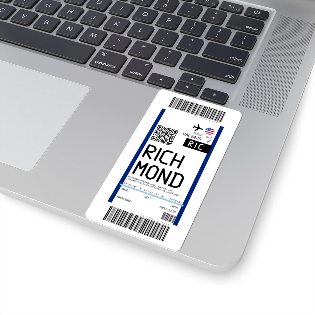 Richmond International Airport (RIC) Boarding Pass Sticker — Travel Luggage Decal
