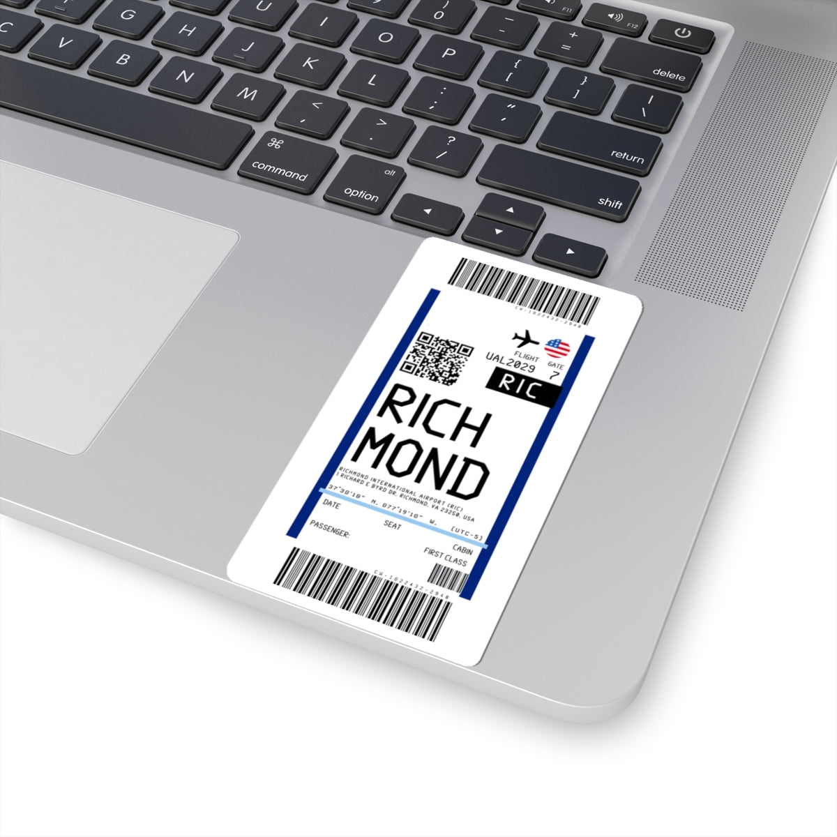 Richmond International Airport (RIC) Boarding Pass Sticker — Travel Luggage Decal