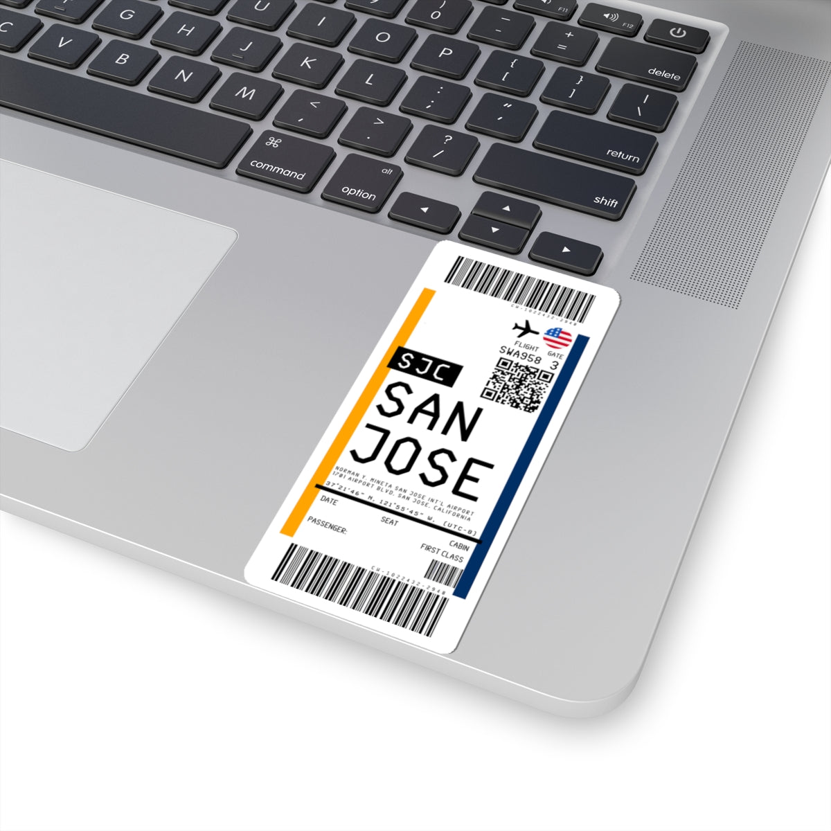 San Jose Mineta International Airport (SJC) Boarding Pass Sticker — Travel Luggage Decal
