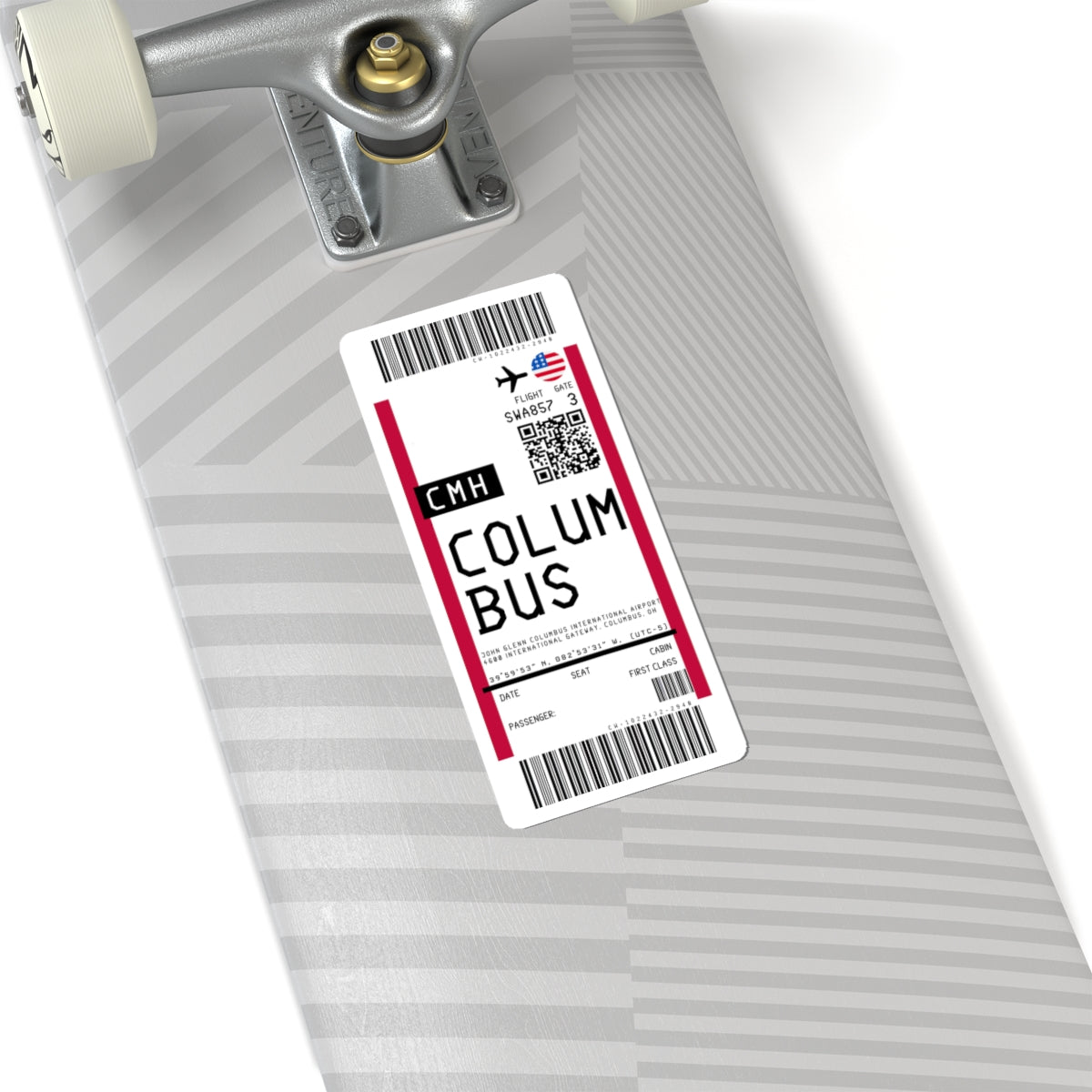John Glenn Columbus International Airport (CMH) Boarding Pass Sticker — Travel Luggage Decal