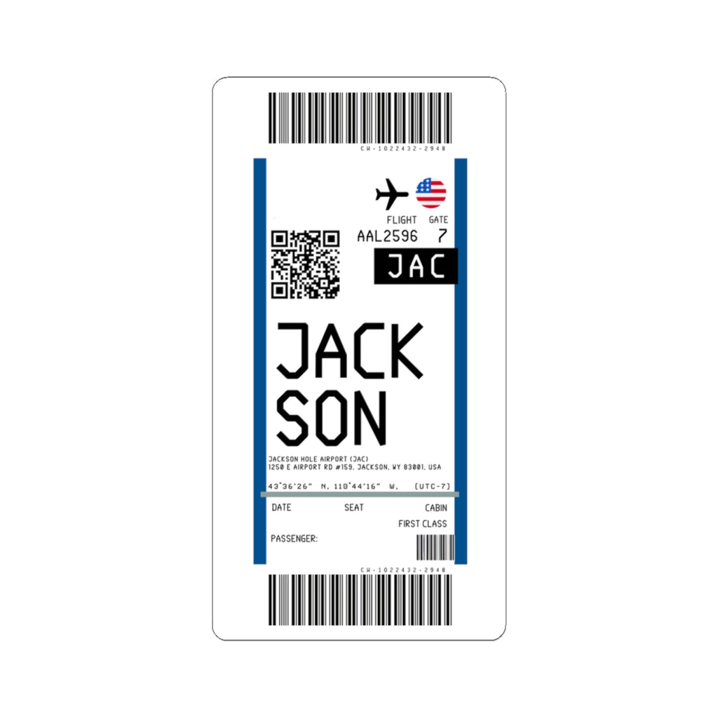 Jackson Hole Airport (JAC) Boarding Pass Sticker — Travel Luggage Decal