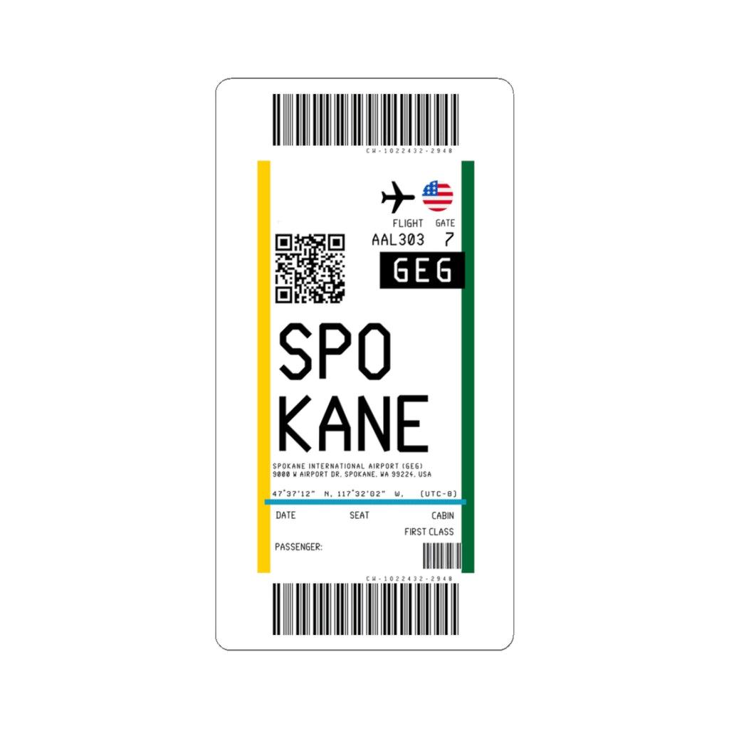 Spokane International Airport (GEG) Boarding Pass Sticker — Travel Luggage Decal