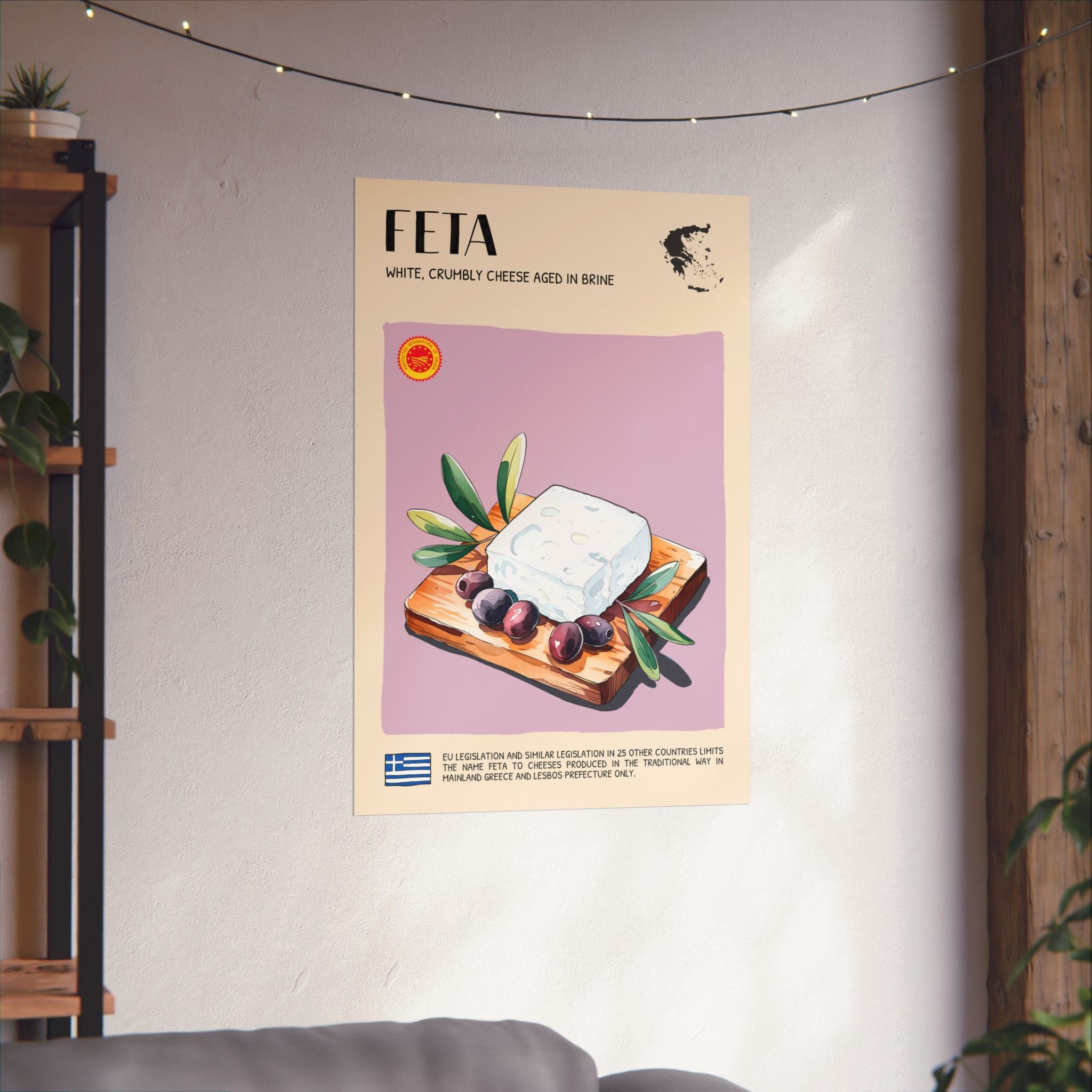 Feta Cheese Poster — Kitchen Art Vertical Matte Print