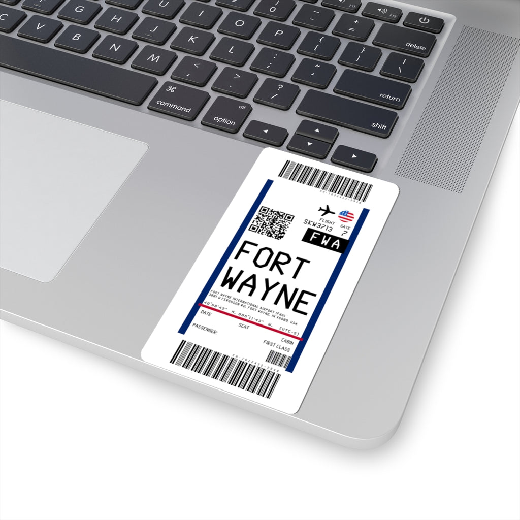 Fort Wayne International Airport (FWA) Boarding Pass Sticker — Travel Luggage Decal