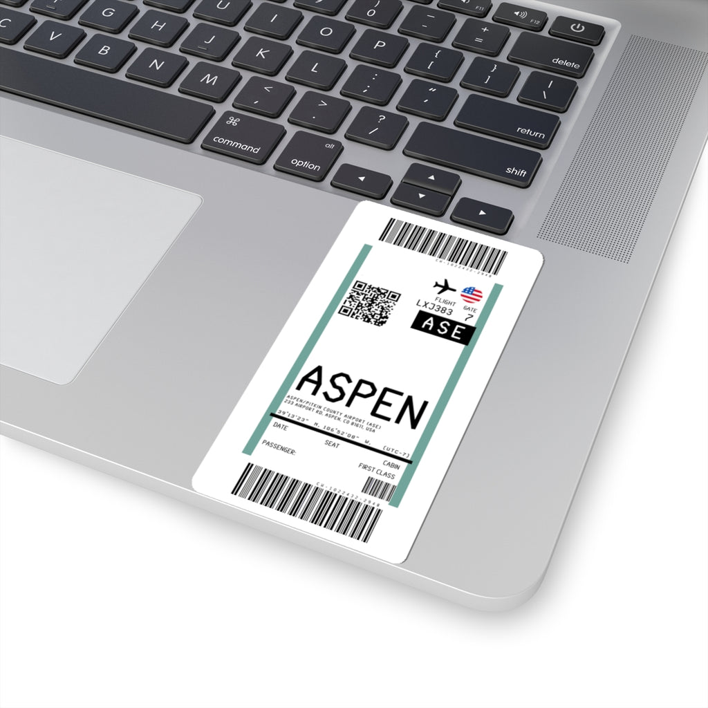 Aspen/Pitkin County Airport (ASE) Boarding Pass Sticker — Travel Luggage Decal