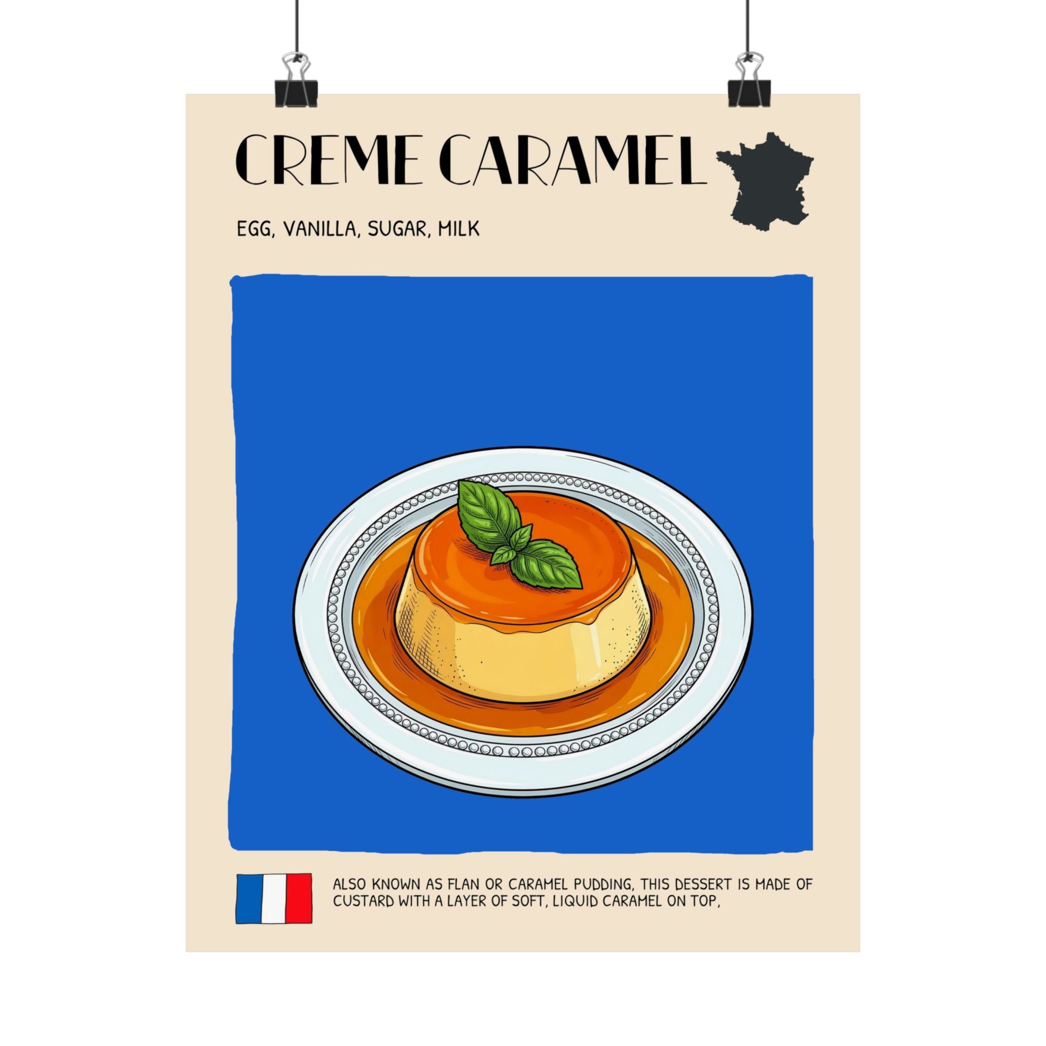 Creme Caramel Poster —  Kitchen Art Vertical Matte Print
