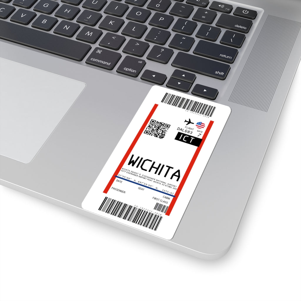 Wichita Dwight D. Eisenhower National Airport (ICT) Boarding Pass Sticker — Travel Luggage Decal