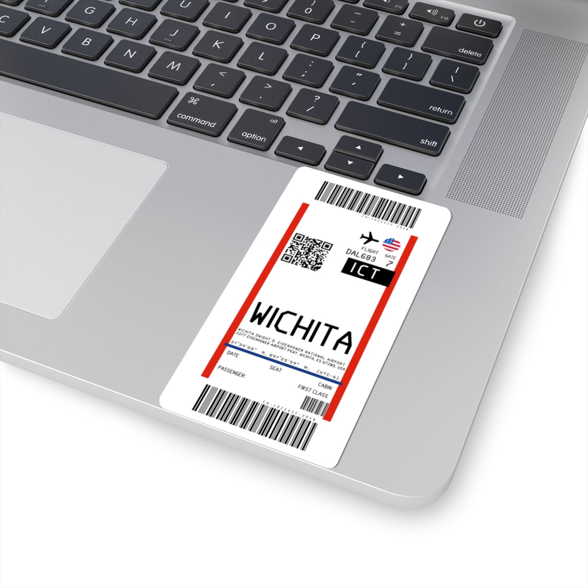 Wichita Dwight D. Eisenhower National Airport (ICT) Boarding Pass Sticker — Travel Luggage Decal