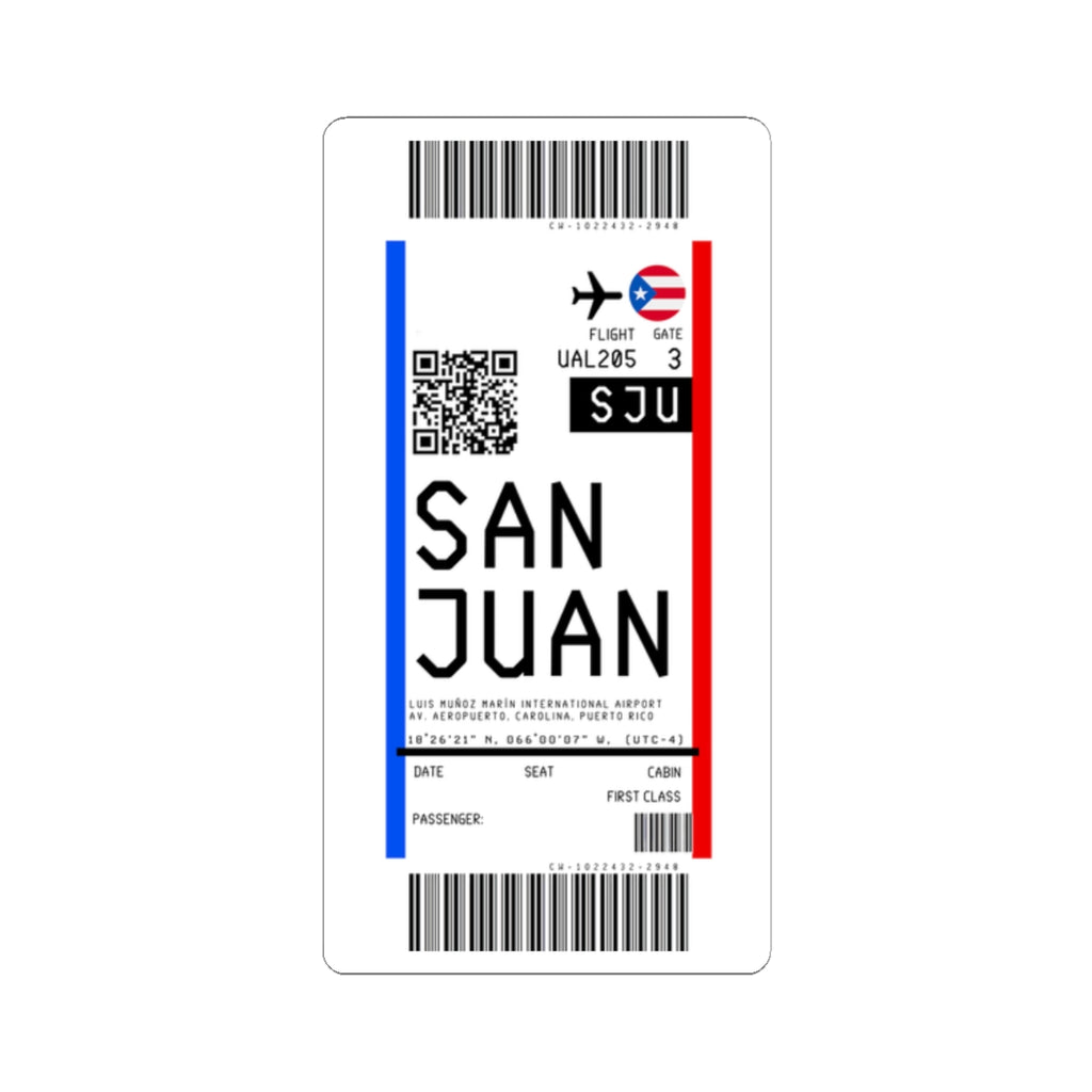 Luis Munoz Marin International Airport (SJU) Boarding Pass Sticker — Travel Luggage Decal