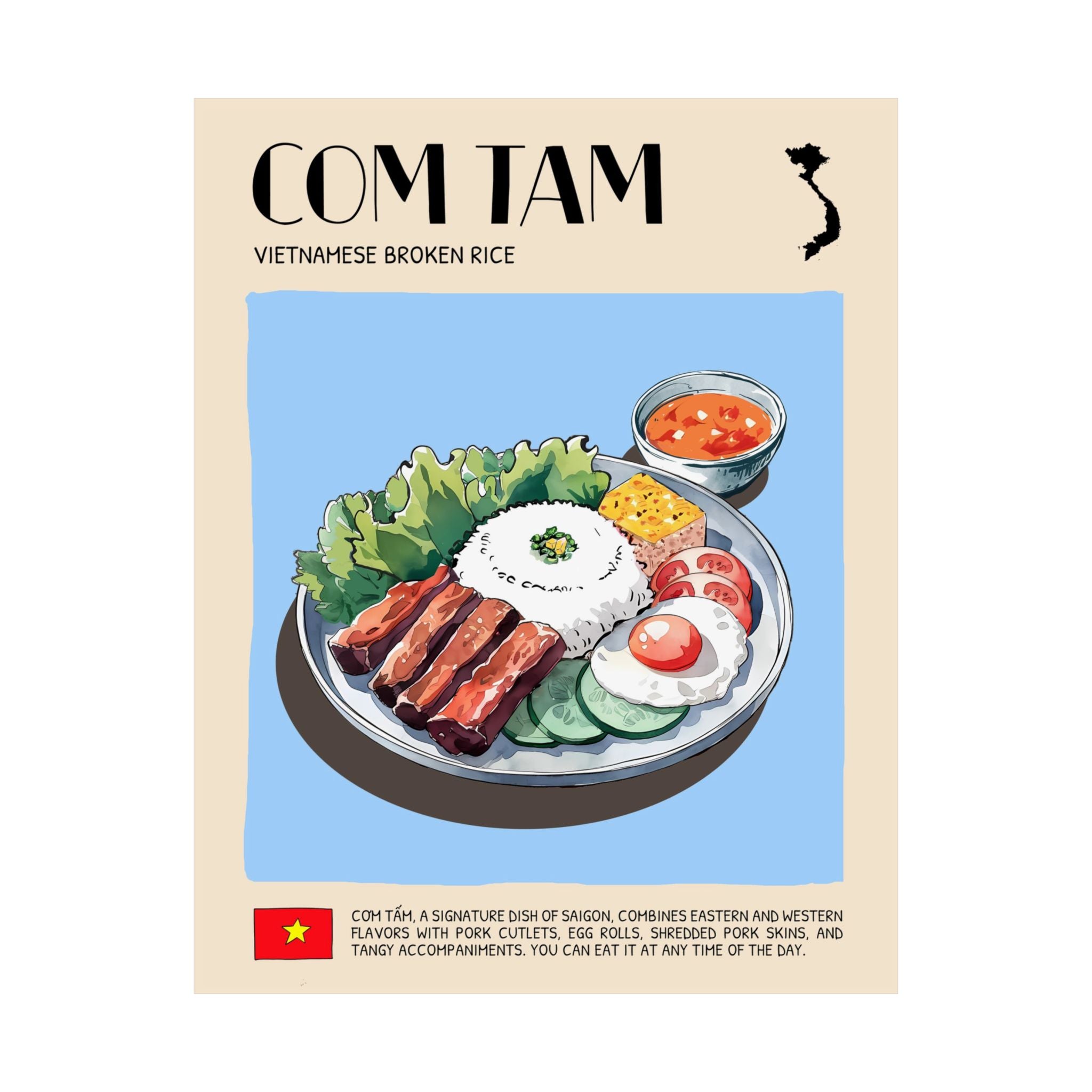 Com Tam Matte Poster — Vietnamese Food Kitchen Art