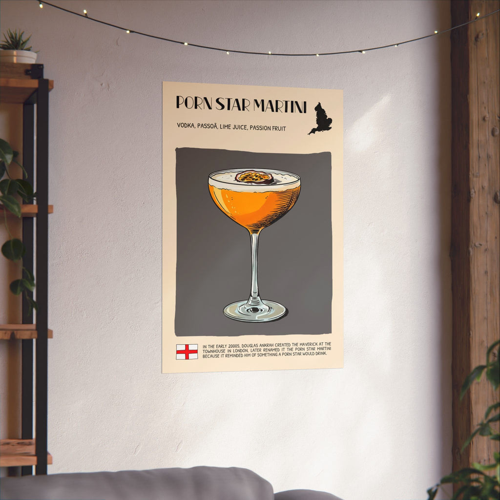 Pornstar Martini Poster — Cocktail Recipe Matte Vertical Art Print