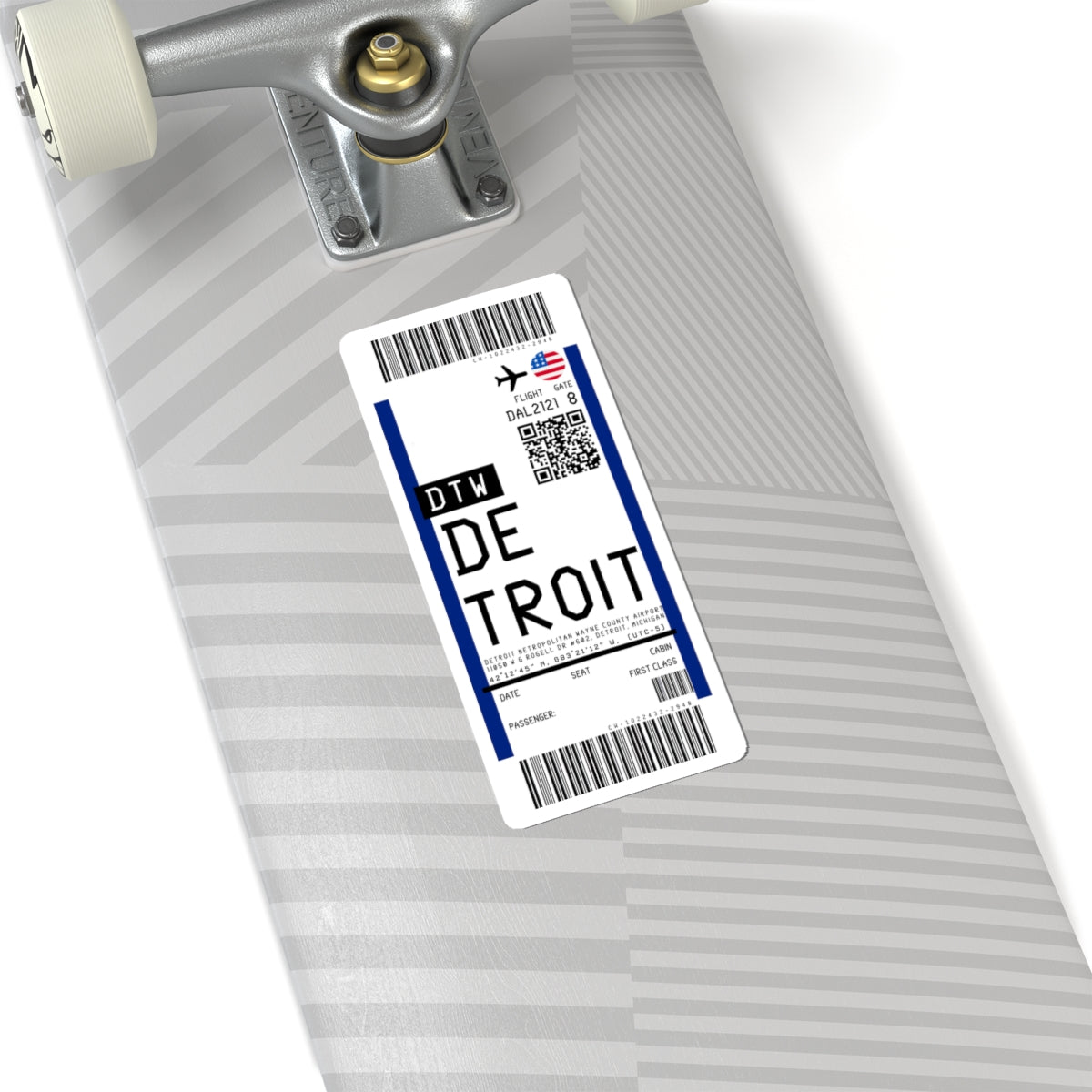 Detroit Metropolitan Wayne County Airport (DTW) Boarding Pass Sticker — Travel Luggage Decal