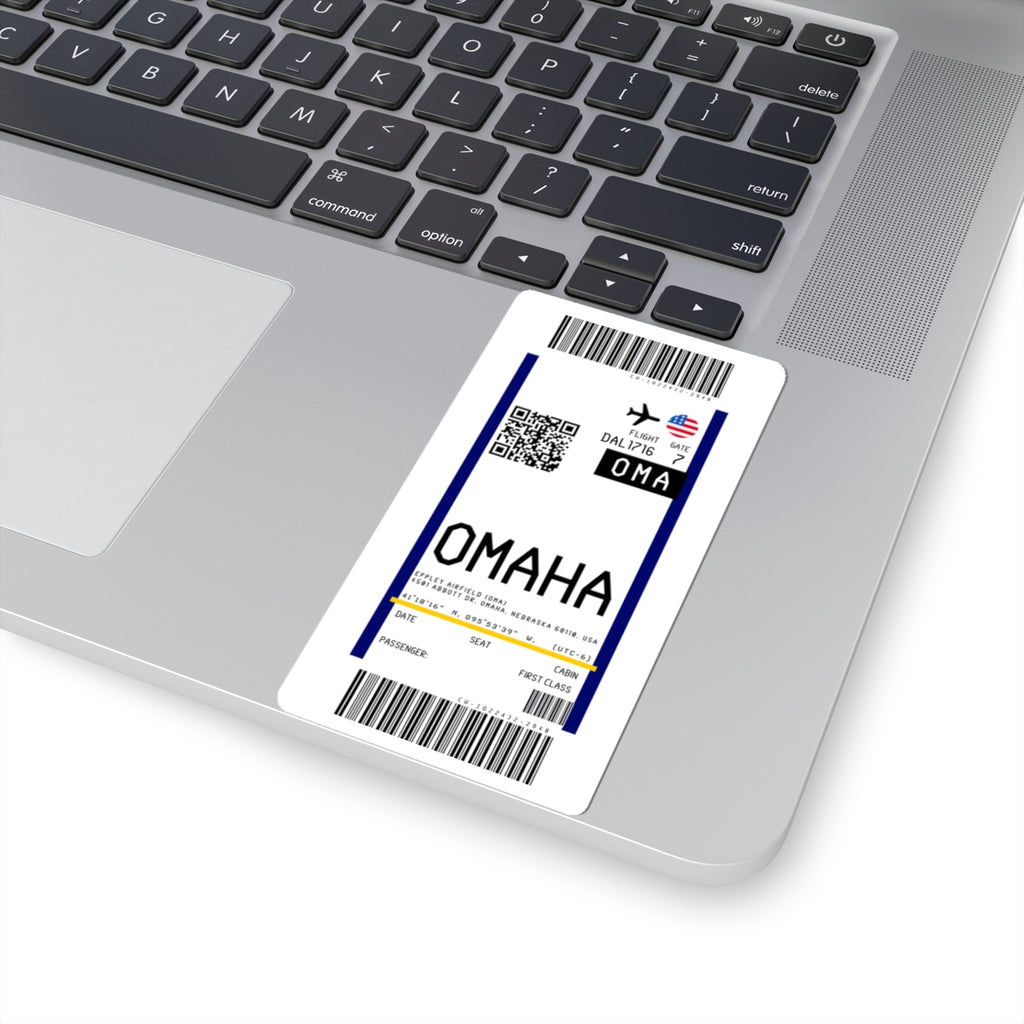 Omaha Eppley Airfield (OMA) Boarding Pass Sticker — Travel Luggage Decal
