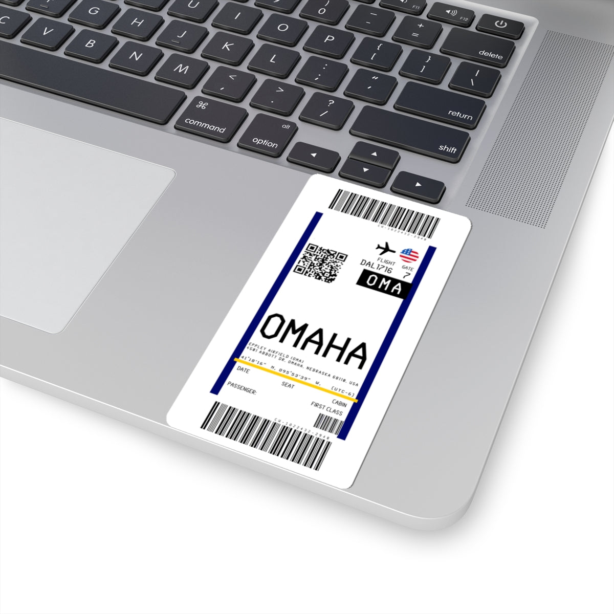 Omaha Eppley Airfield (OMA) Boarding Pass Sticker — Travel Luggage Decal