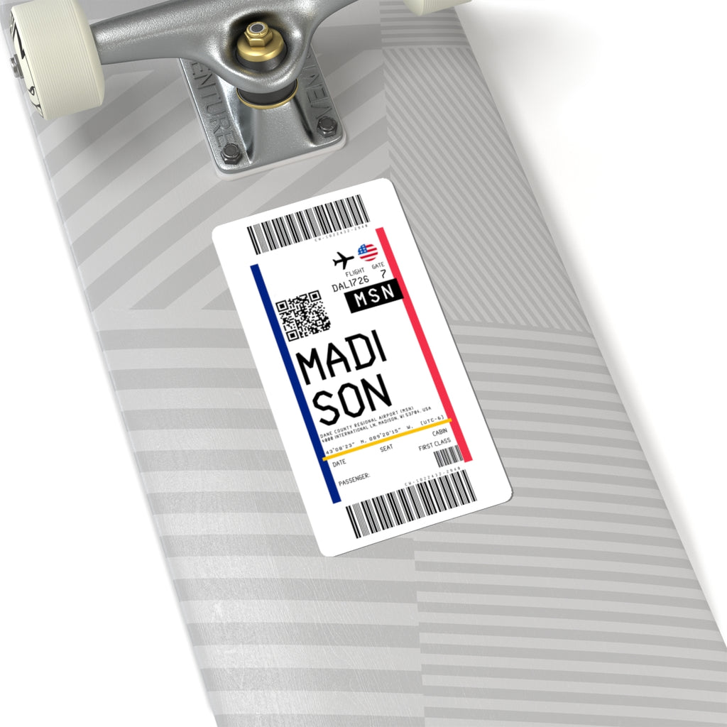 Dane County Regional Airport (MSN) Boarding Pass Sticker — Travel Luggage Decal