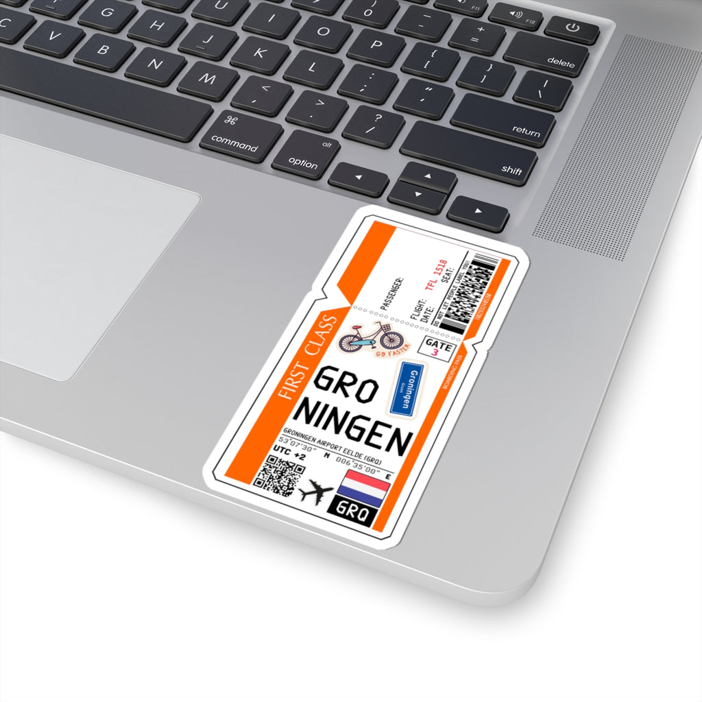 Groningen Airport Eelde (GRQ) Boarding Pass Sticker — Travel Luggage Decal