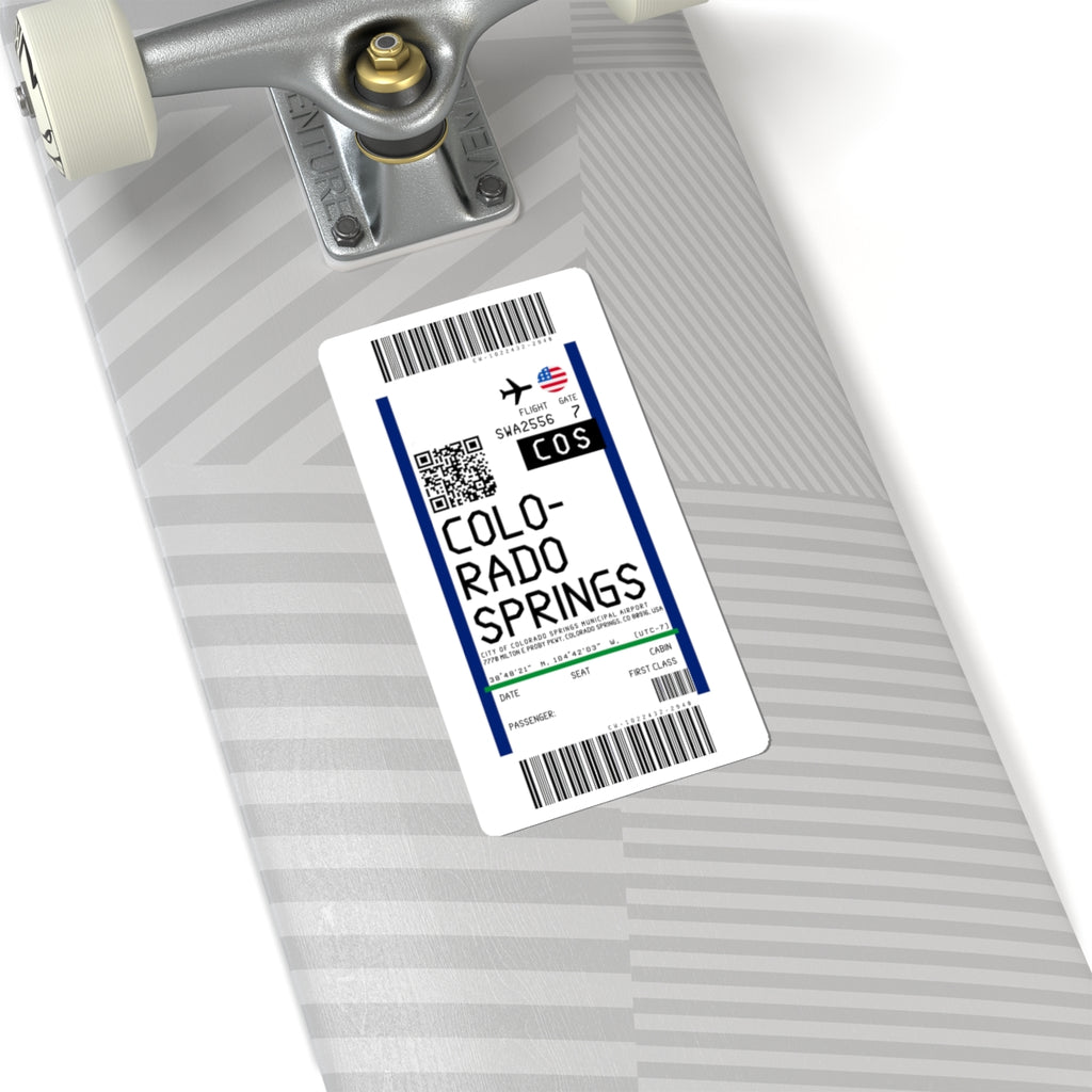 City of Colorado Springs Municipal Airport (COS) Boarding Pass Sticker — Travel Luggage Decal