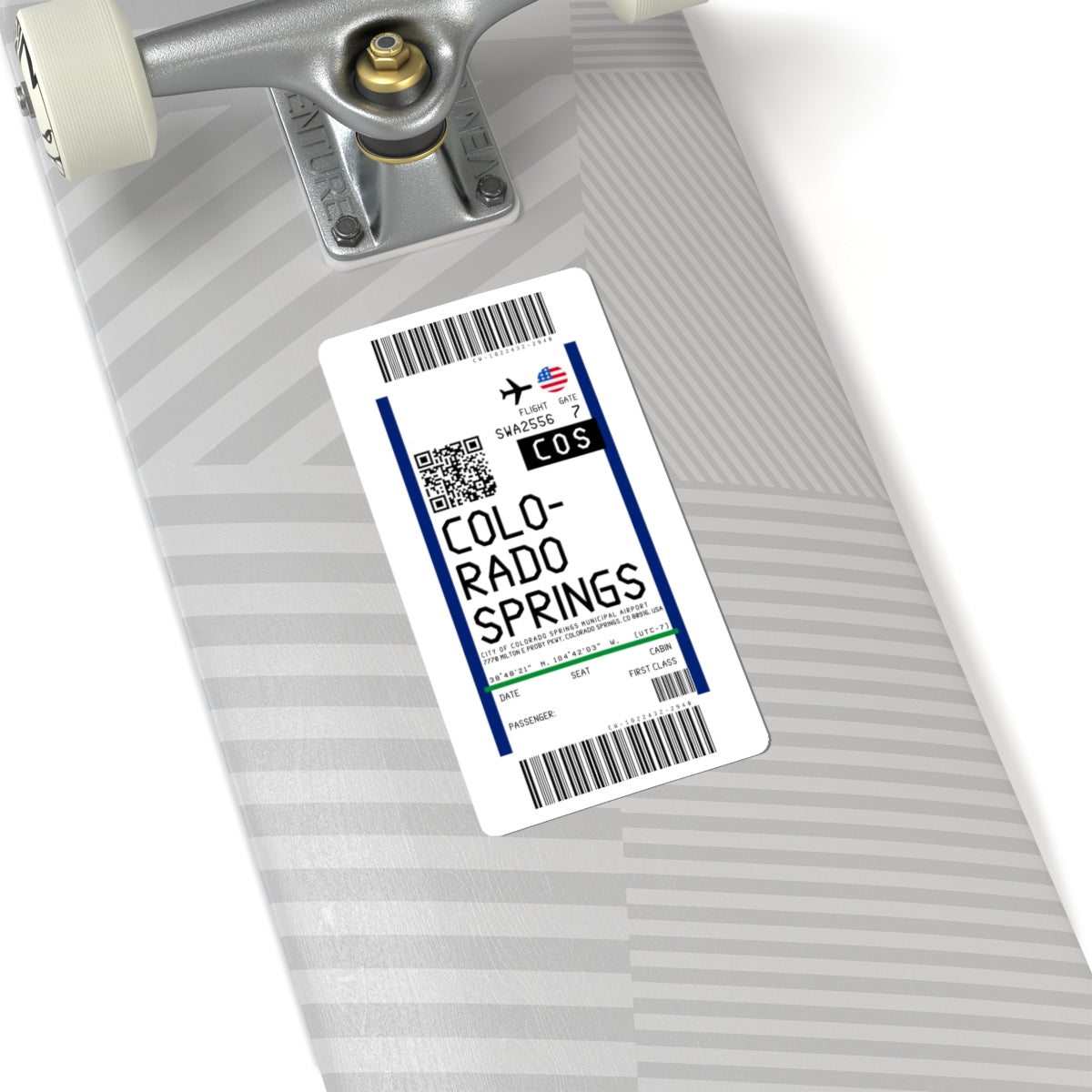 City of Colorado Springs Municipal Airport (COS) Boarding Pass Sticker — Travel Luggage Decal