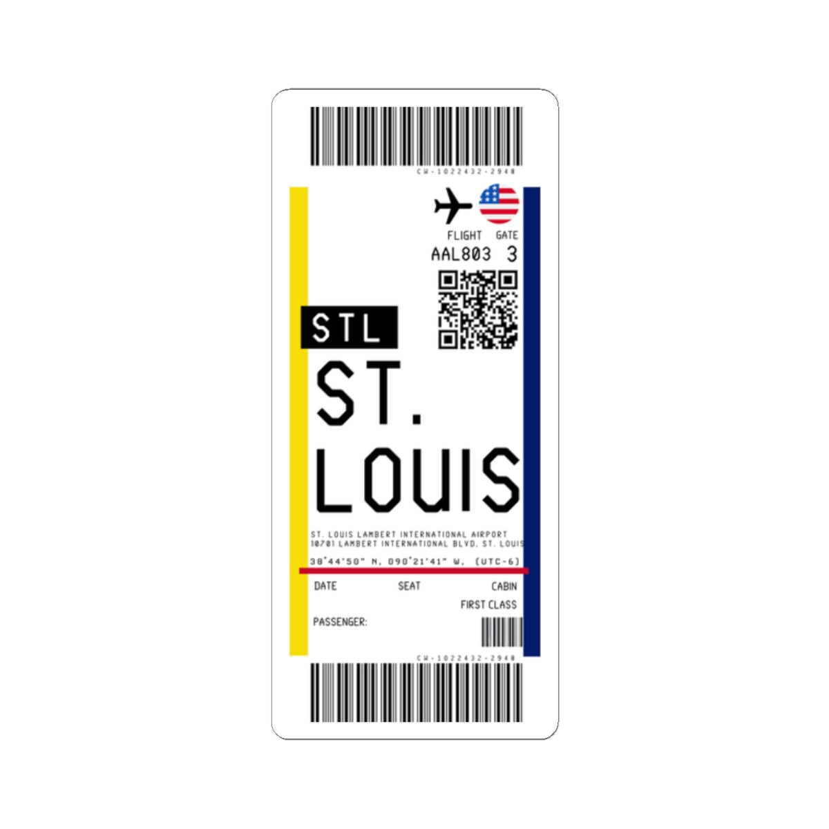 St. Louis Lambert International Airport (STL) Boarding Pass Sticker — Travel Luggage Decal