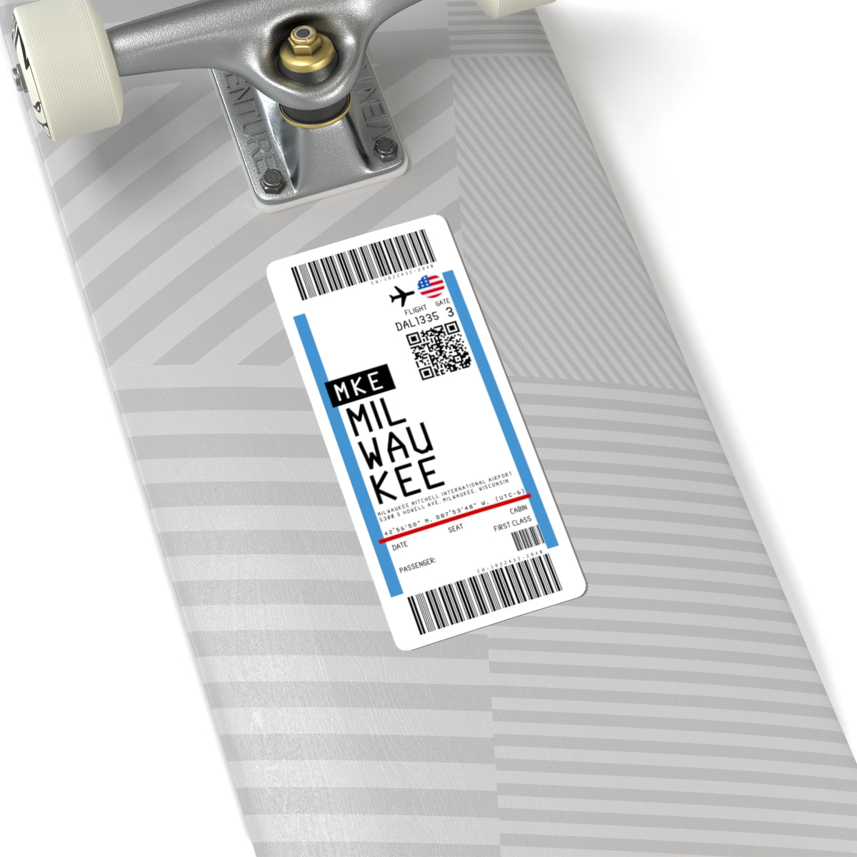 Milwaukee Mitchell International Airport (MKE) Boarding Pass Sticker — Travel Luggage Decal