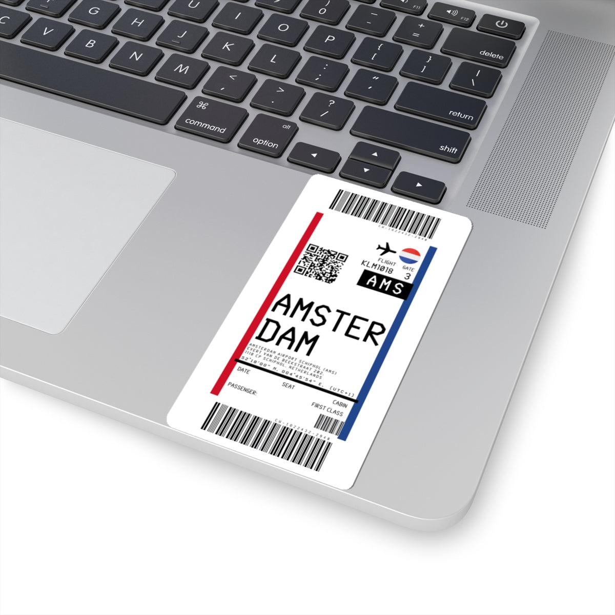 Amsterdam Airport Schiphol (AMS) Boarding Pass Sticker — Travel Luggage Decal