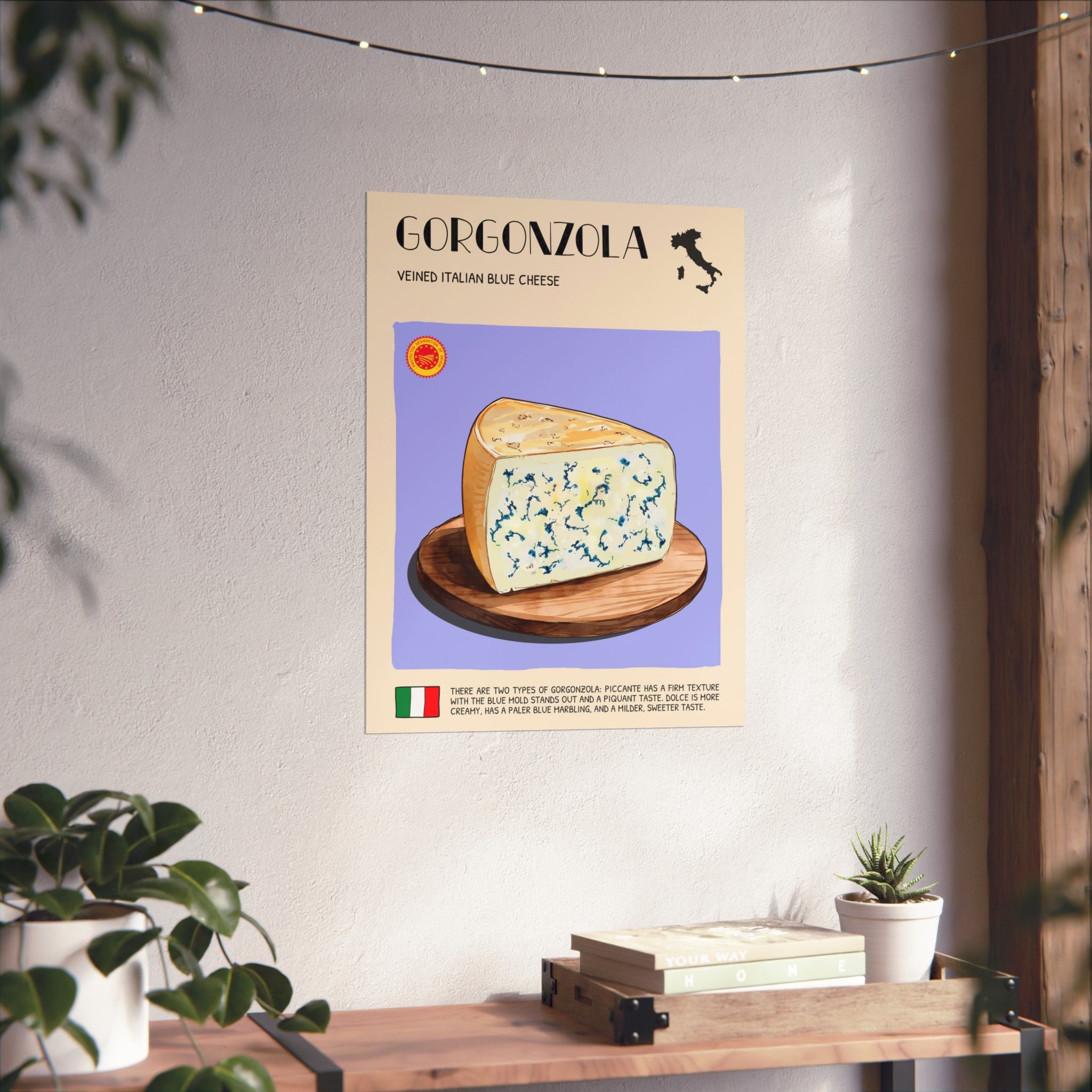 Gorgonzola Cheese Poster — Kitchen Art Vertical Matte Print