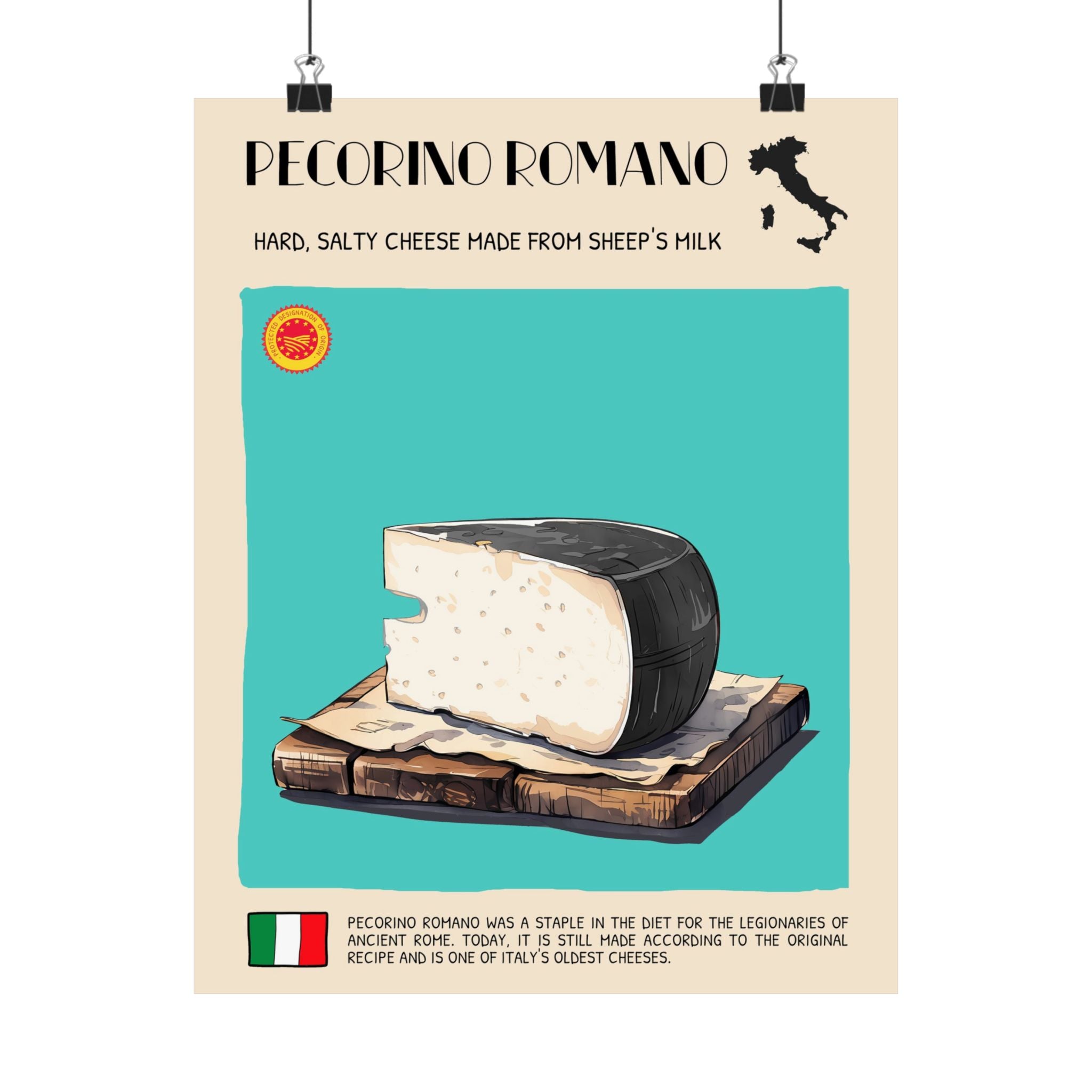 Pecorino Romano Cheese Poster — Kitchen Art Vertical Matte Print