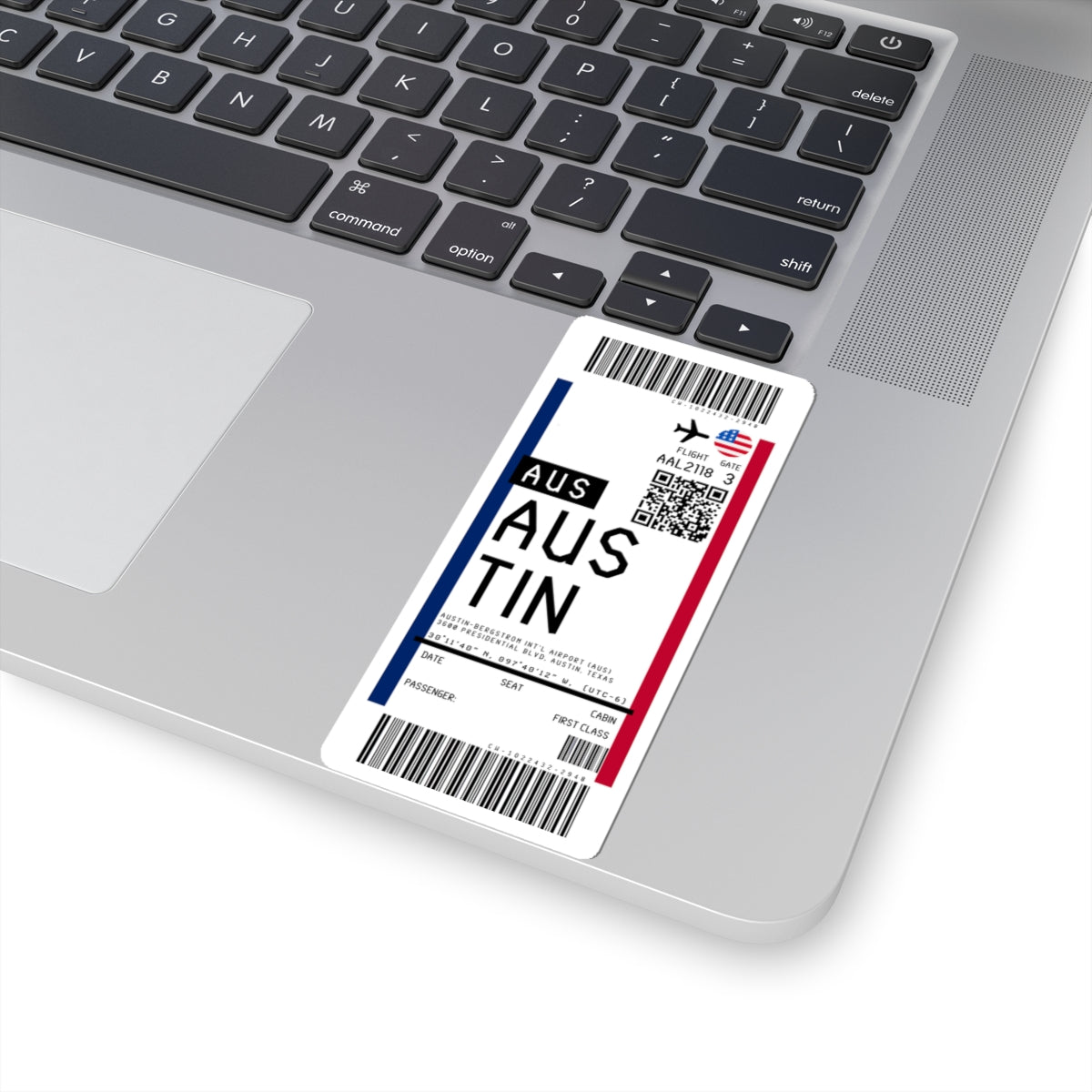 Austin-Bergstrom International Airport (AUS) Boarding Pass Sticker — Travel Luggage Decal