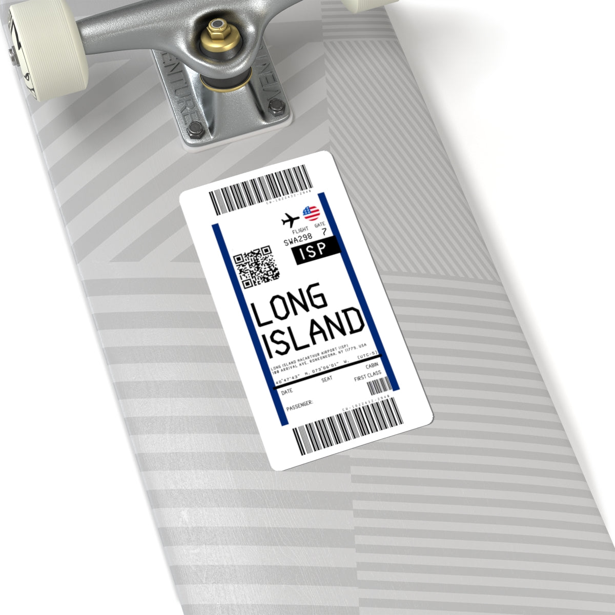 Long Island MacArthur Airport (ISP) Boarding Pass Sticker — Travel Luggage Decal