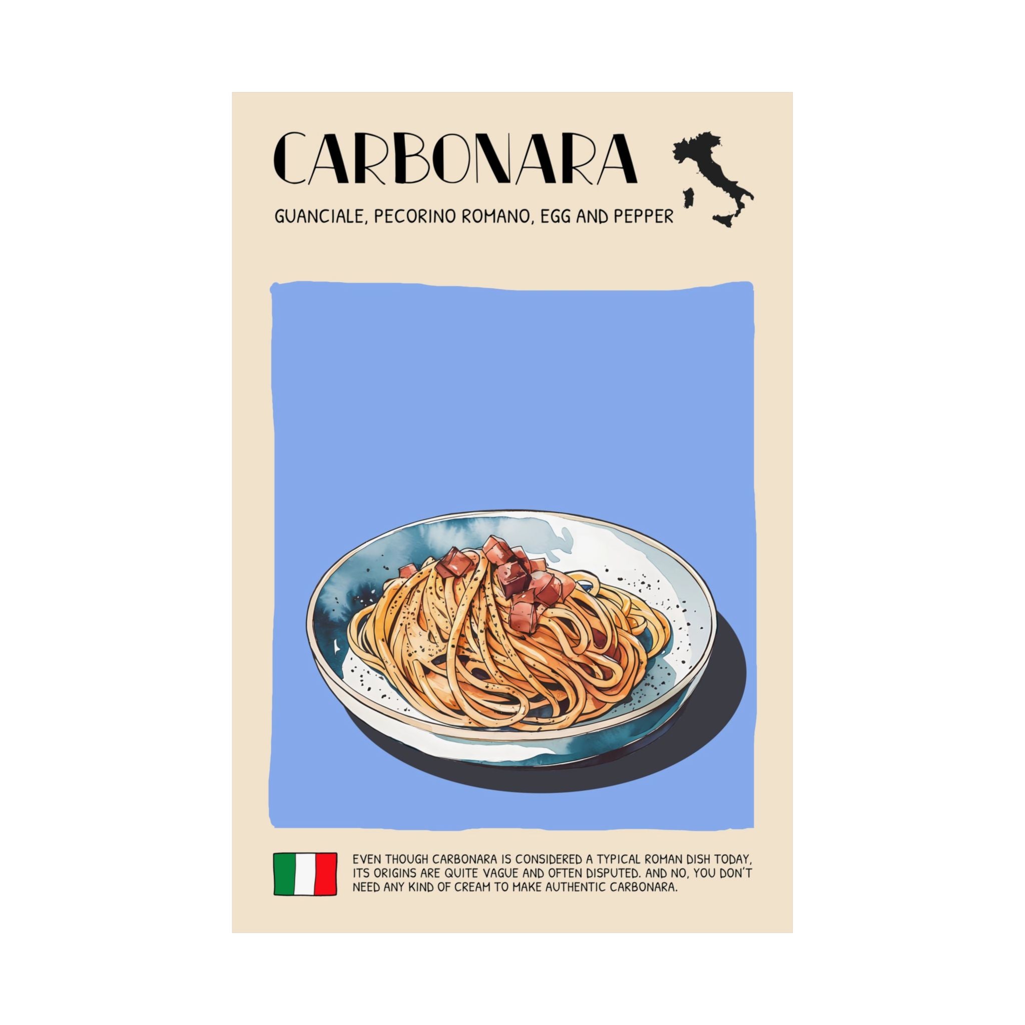 Carbonara Poster —  Kitchen Art Vertical Matte Print