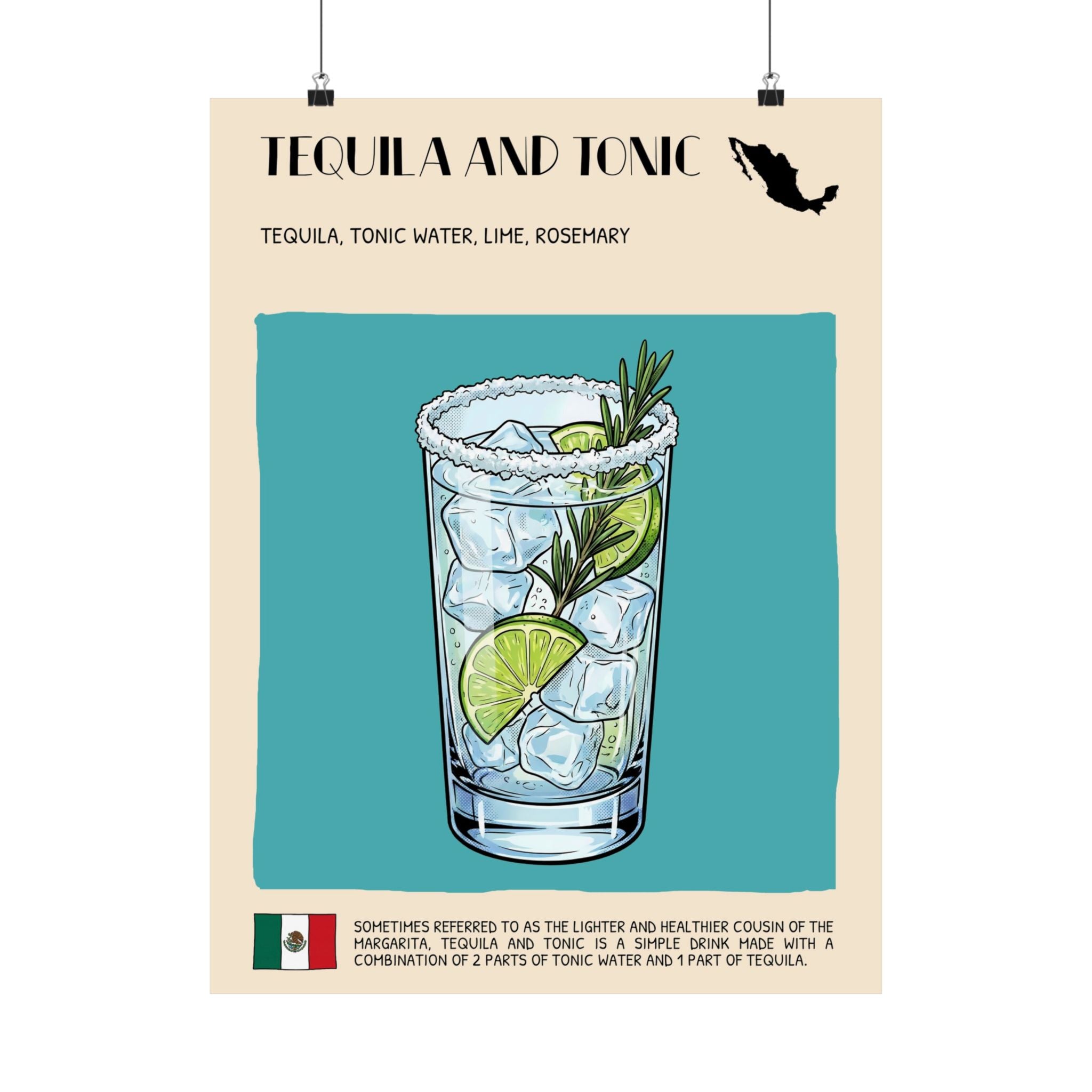 Tequila and Tonic Poster — Mexican Cocktail Art Print