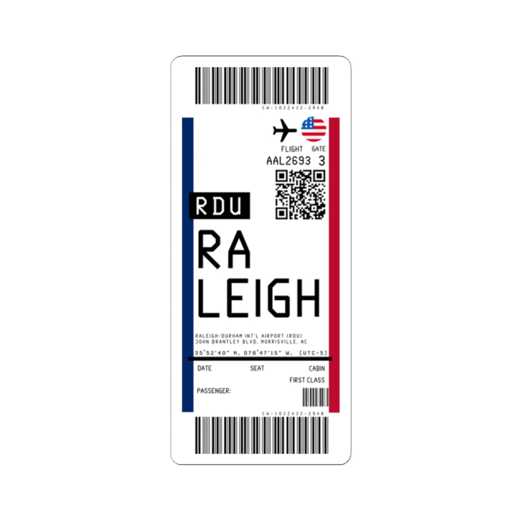 Raleigh-Durham International Airport (RDU) Boarding Pass Sticker — Travel Luggage Decal
