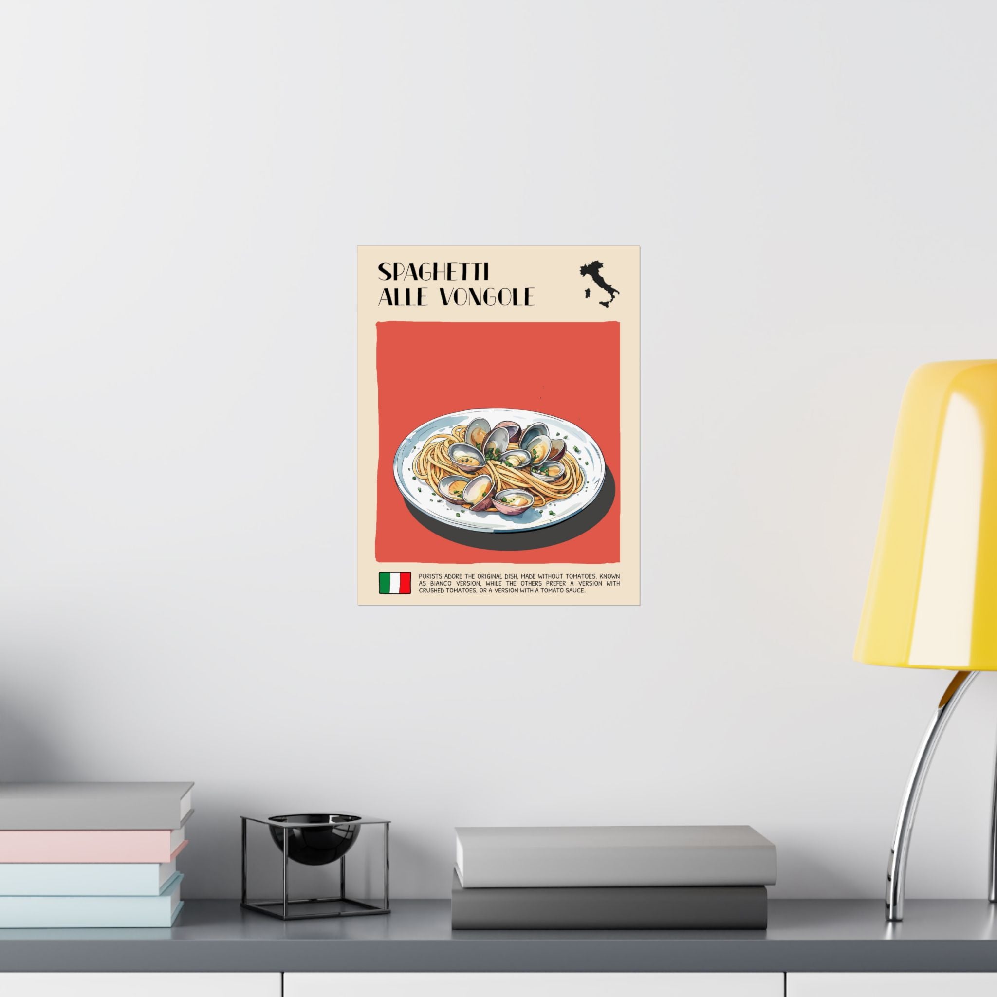 Spaghetti Alle Vongole Poster —  Kitchen Art Vertical Matte Print