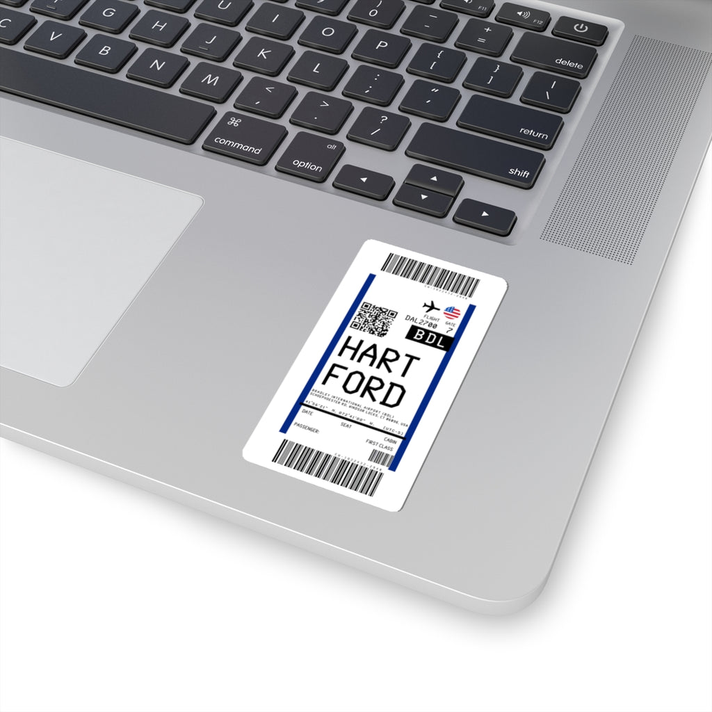 Bradley International Airport  (BDL) Boarding Pass Sticker — Travel Luggage Decal
