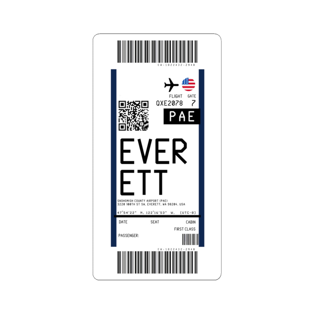 Paine Field International Airport (PAE) Boarding Pass Sticker — Travel Luggage Decal