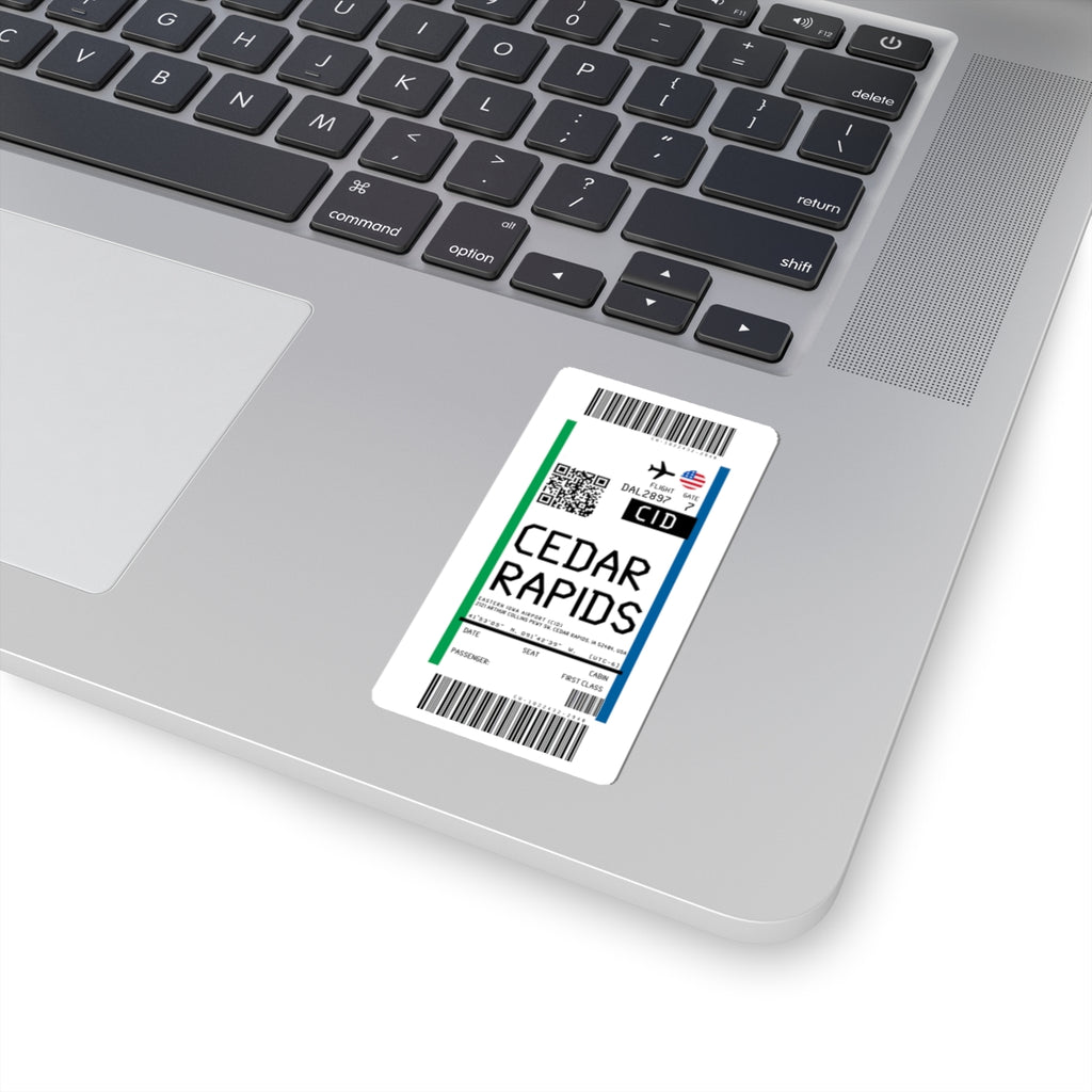 Eastern Iowa Airport (CID) Boarding Pass Sticker — Travel Luggage Decal
