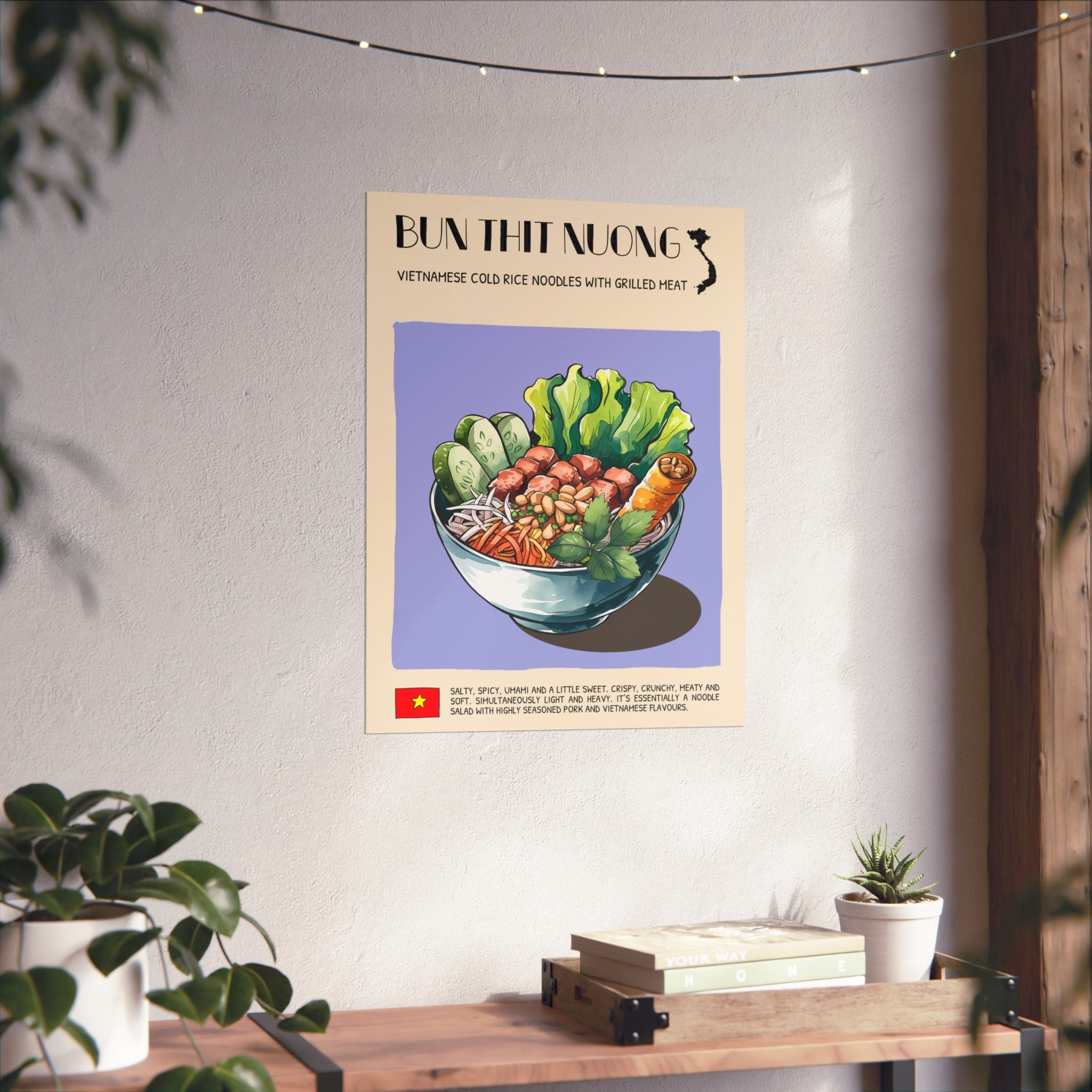 Bun Thit Nuong Matte Poster — Vietnamese Food Kitchen Art