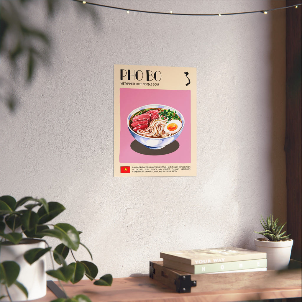 Pho Bo Poster — Matte Vietnamese Street Food Kitchen Art