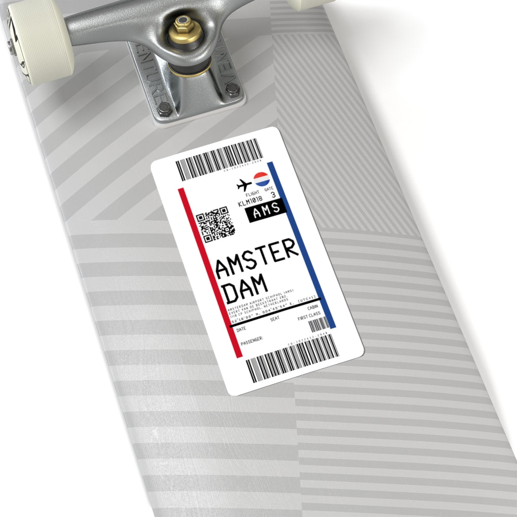 Amsterdam Airport Schiphol (AMS) Boarding Pass Sticker — Travel Luggage Decal