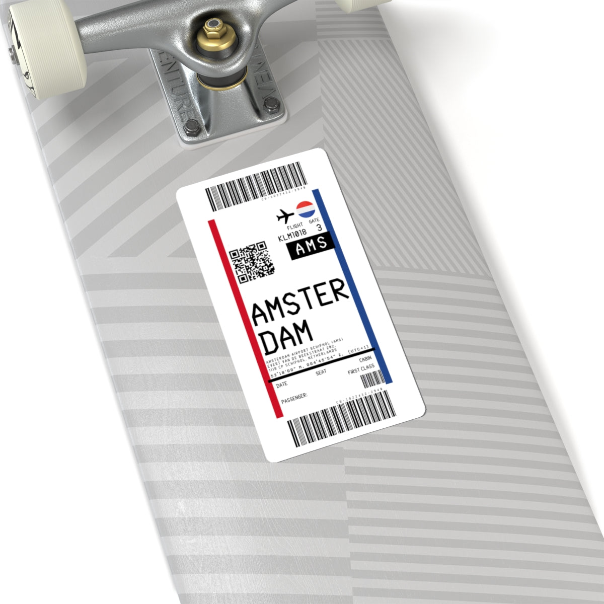Amsterdam Airport Schiphol (AMS) Boarding Pass Sticker — Travel Luggage Decal