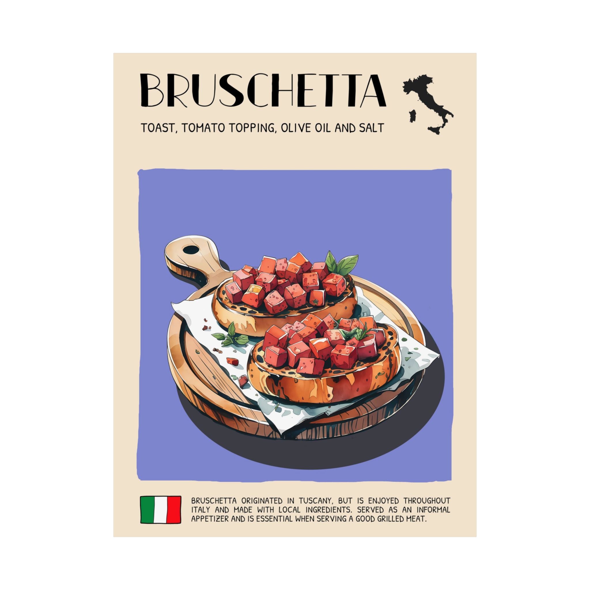 Bruschetta Poster —  Kitchen Art Vertical Matte Print