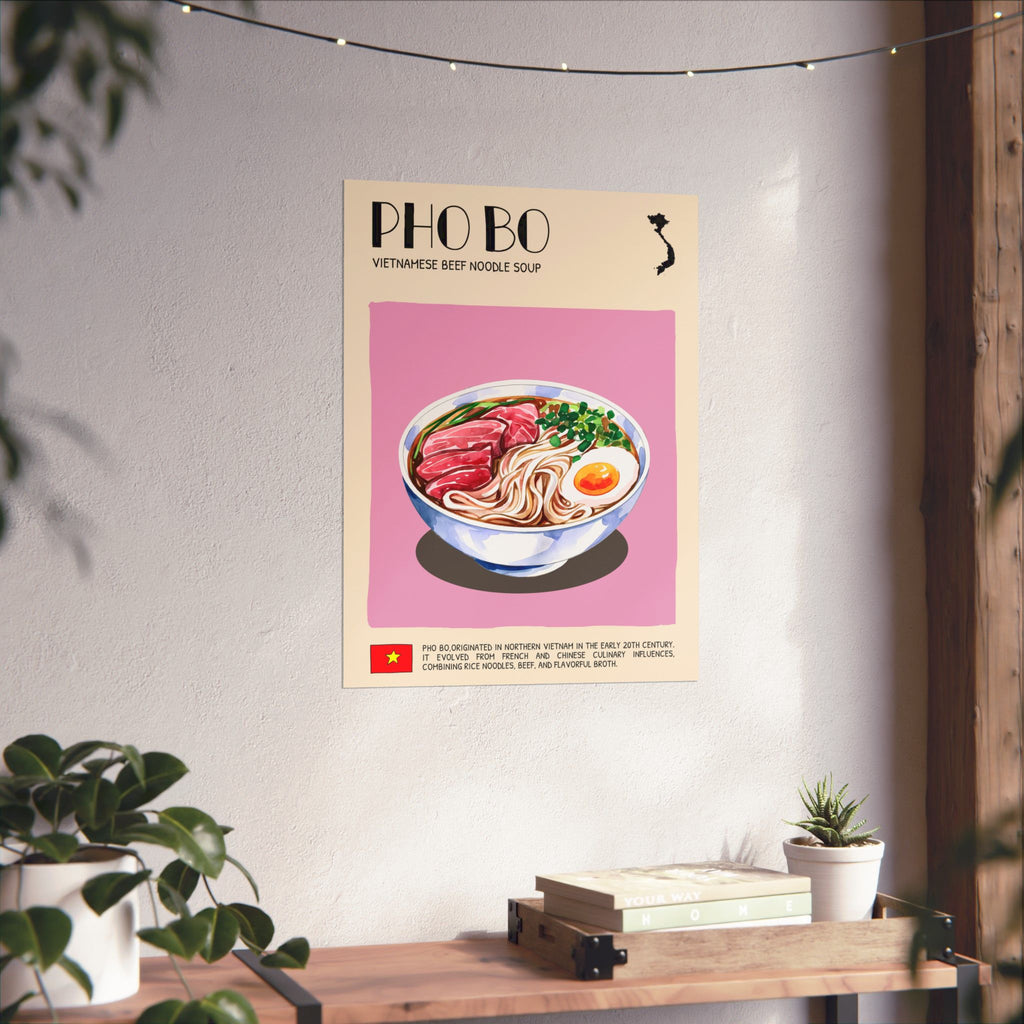 Pho Bo Poster — Matte Vietnamese Street Food Kitchen Art