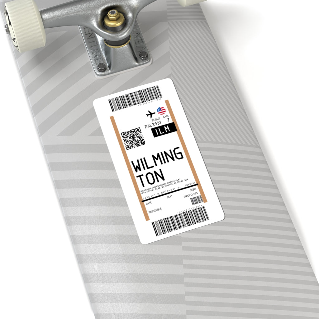 Wilmington International Airport (ILM) Boarding Pass Sticker — Travel Luggage Decal
