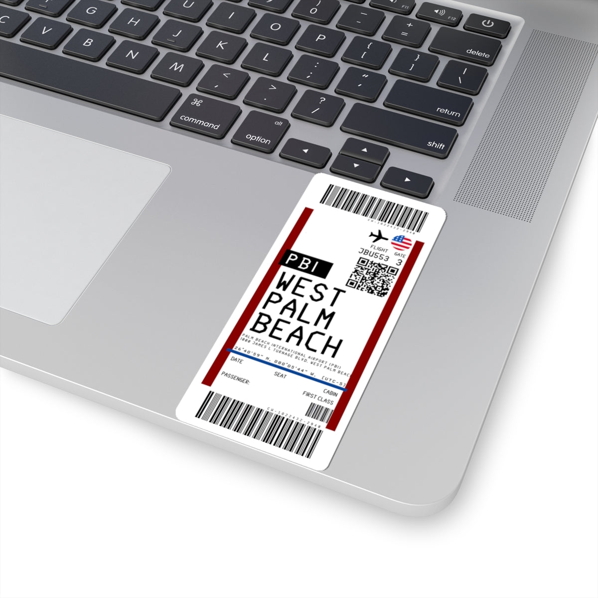 Palm Beach International Airport (PBI) Boarding Pass Sticker — Travel Luggage Decal