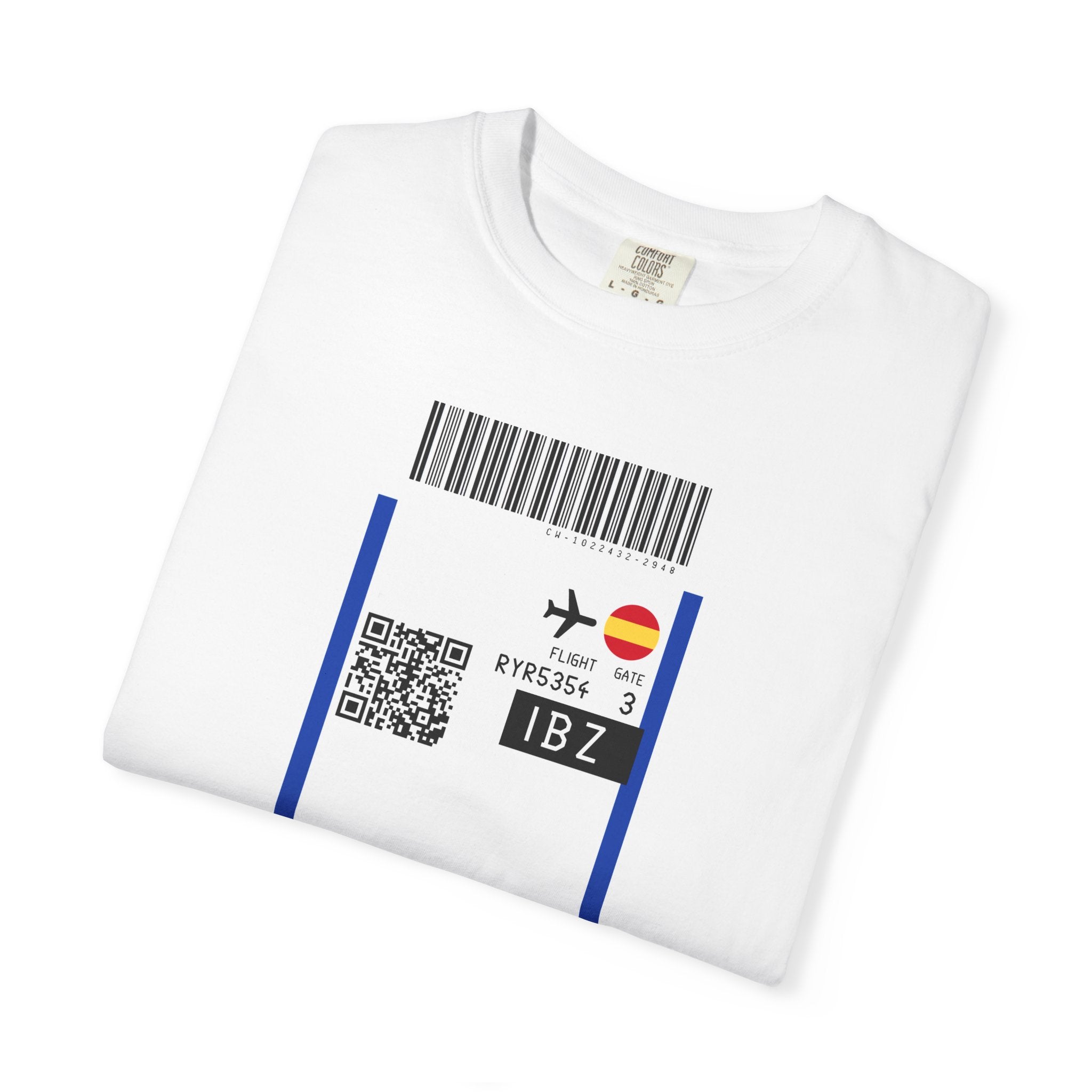 Copy of PARIS CHARLES DE GAULLE AIRPORT (CDG) Boarding - Pass White T‑Shirt - First Class Airport Ticket Travel