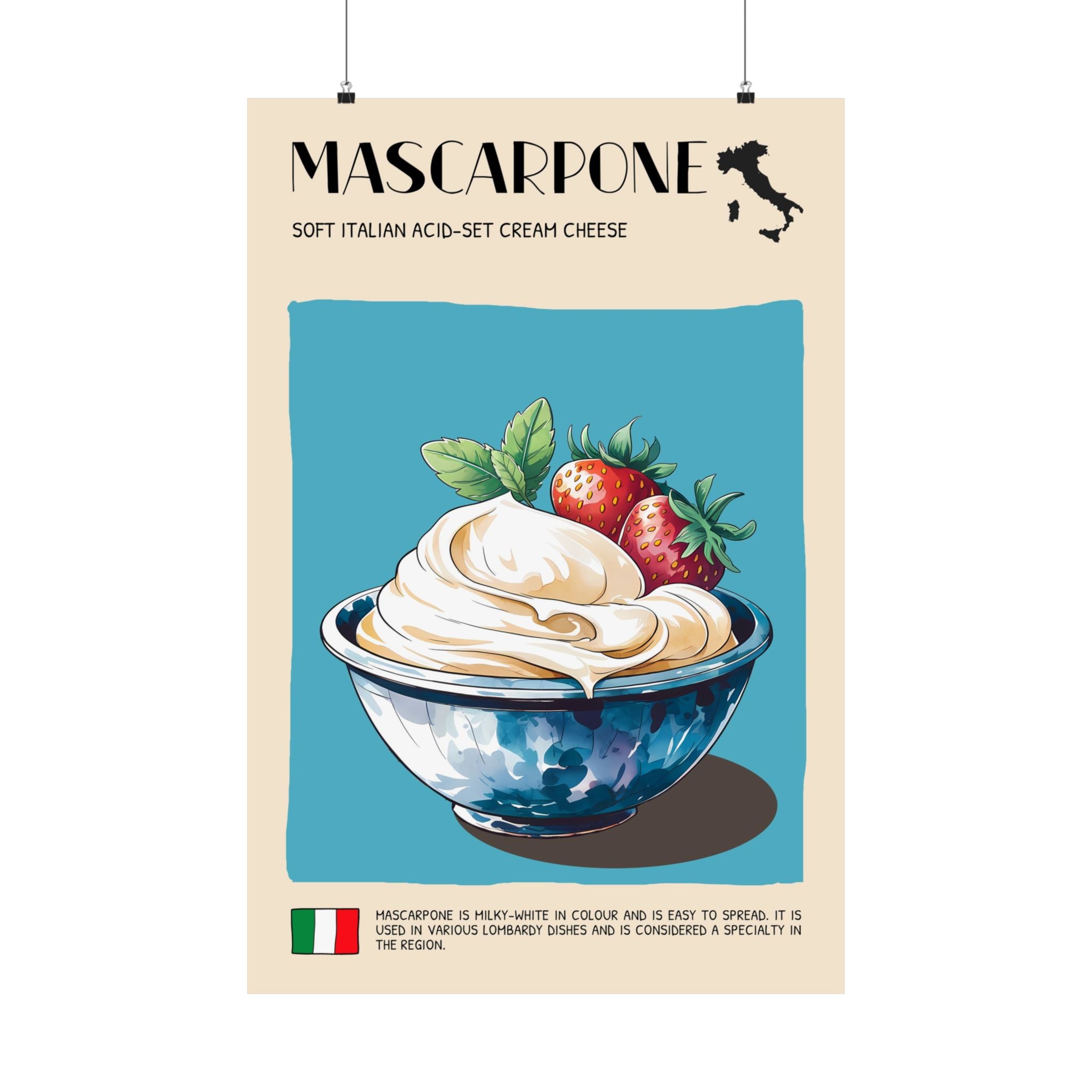 Mascarpone CheesePoster —  Kitchen Art Vertical Matte Print