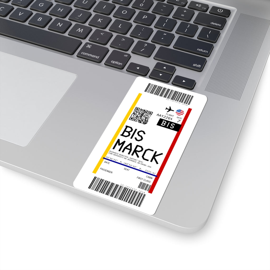 Bismarck Municipal Airport (BIS) Boarding Pass Sticker — Travel Luggage Decal