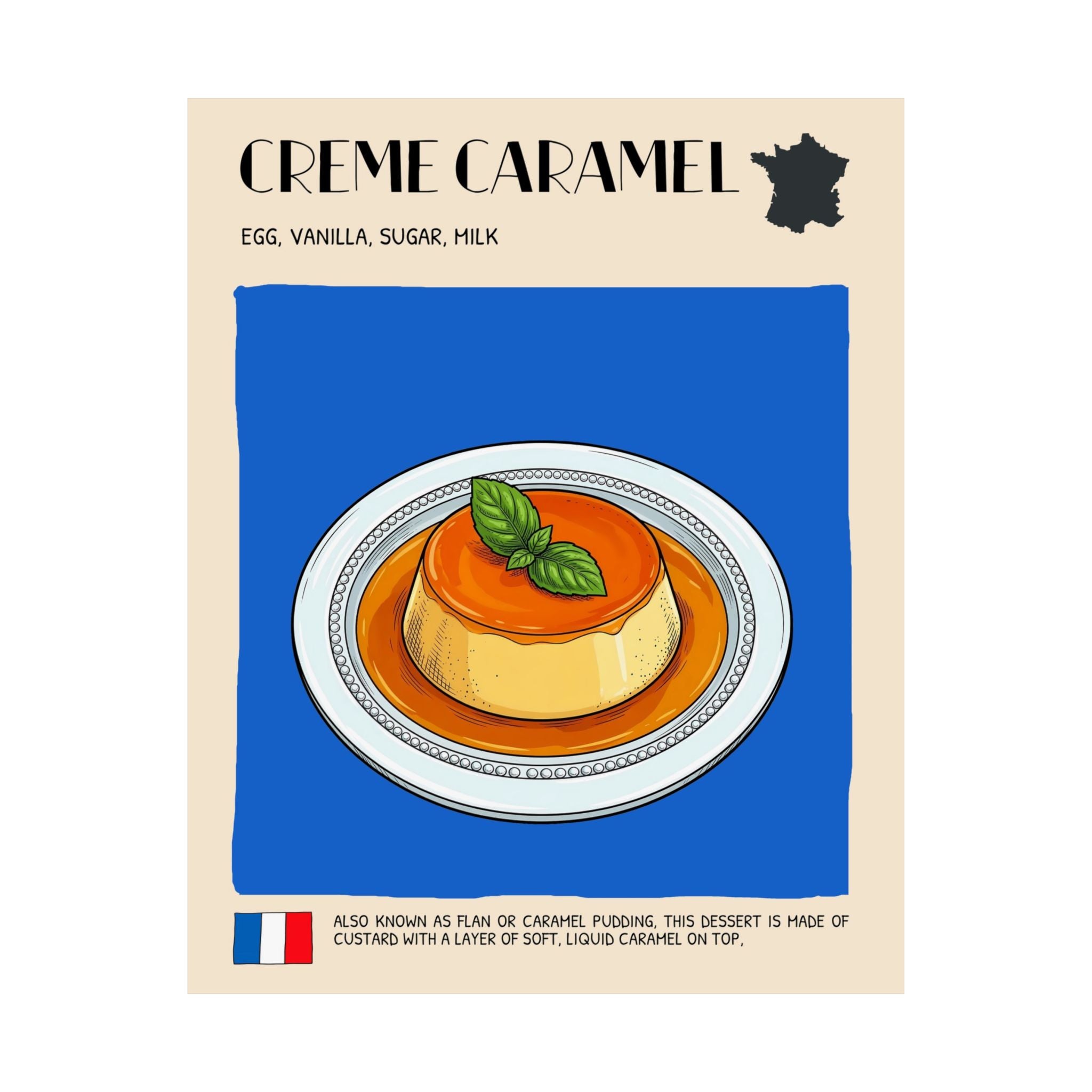 Creme Caramel Poster —  Kitchen Art Vertical Matte Print