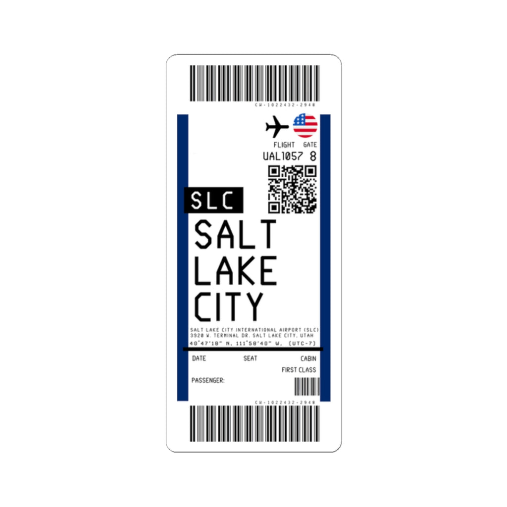 Salt Lake City International Airport (SLC) Boarding Pass Sticker — Travel Luggage Decal