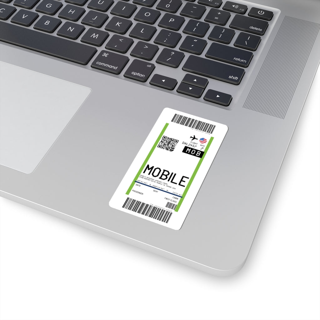 Mobile Regional Airport (MOB) Boarding Pass Sticker — Travel Luggage Decal